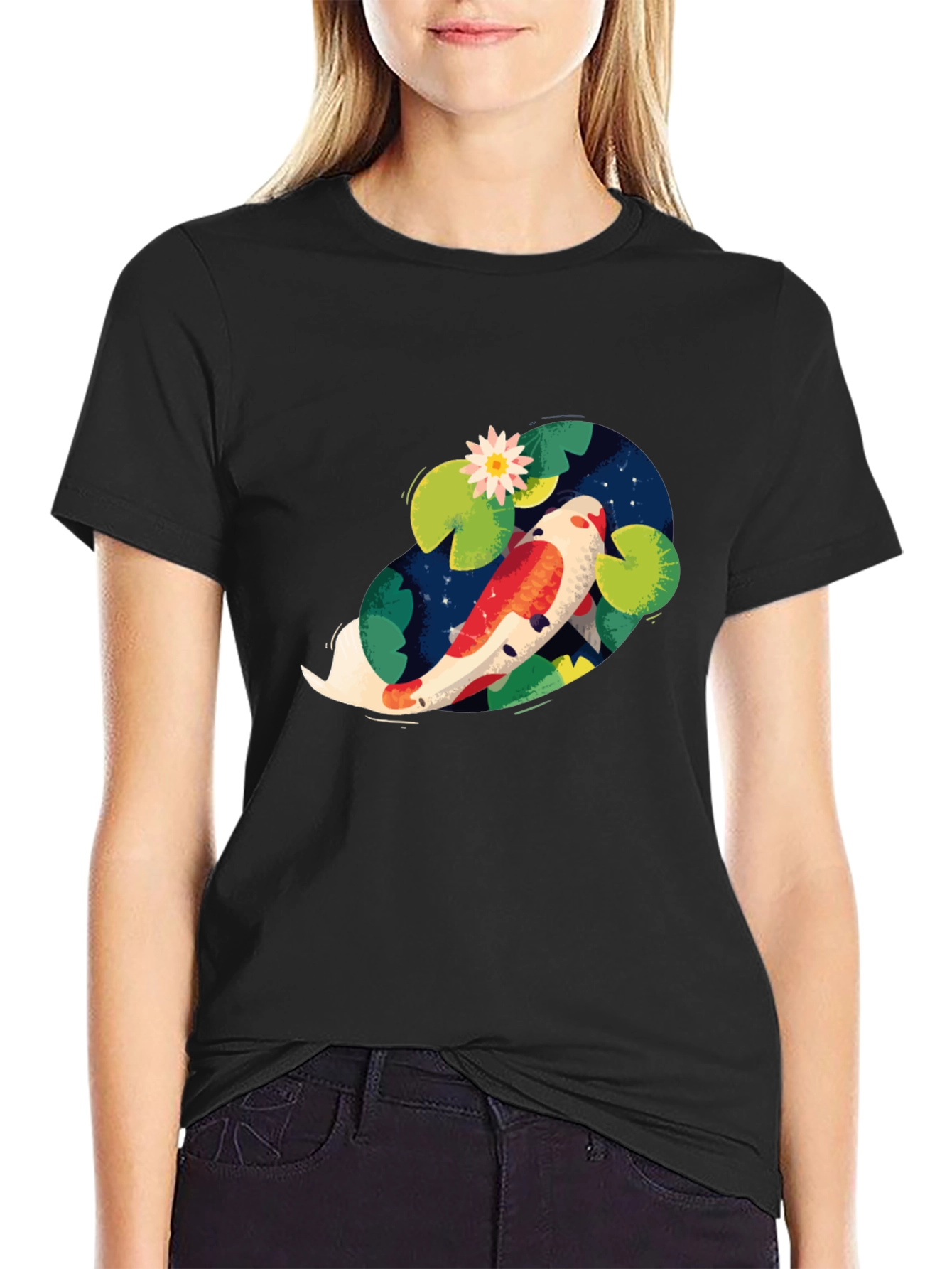 Koi Fish Pond Graphic Tee - Stylish Casual Wear