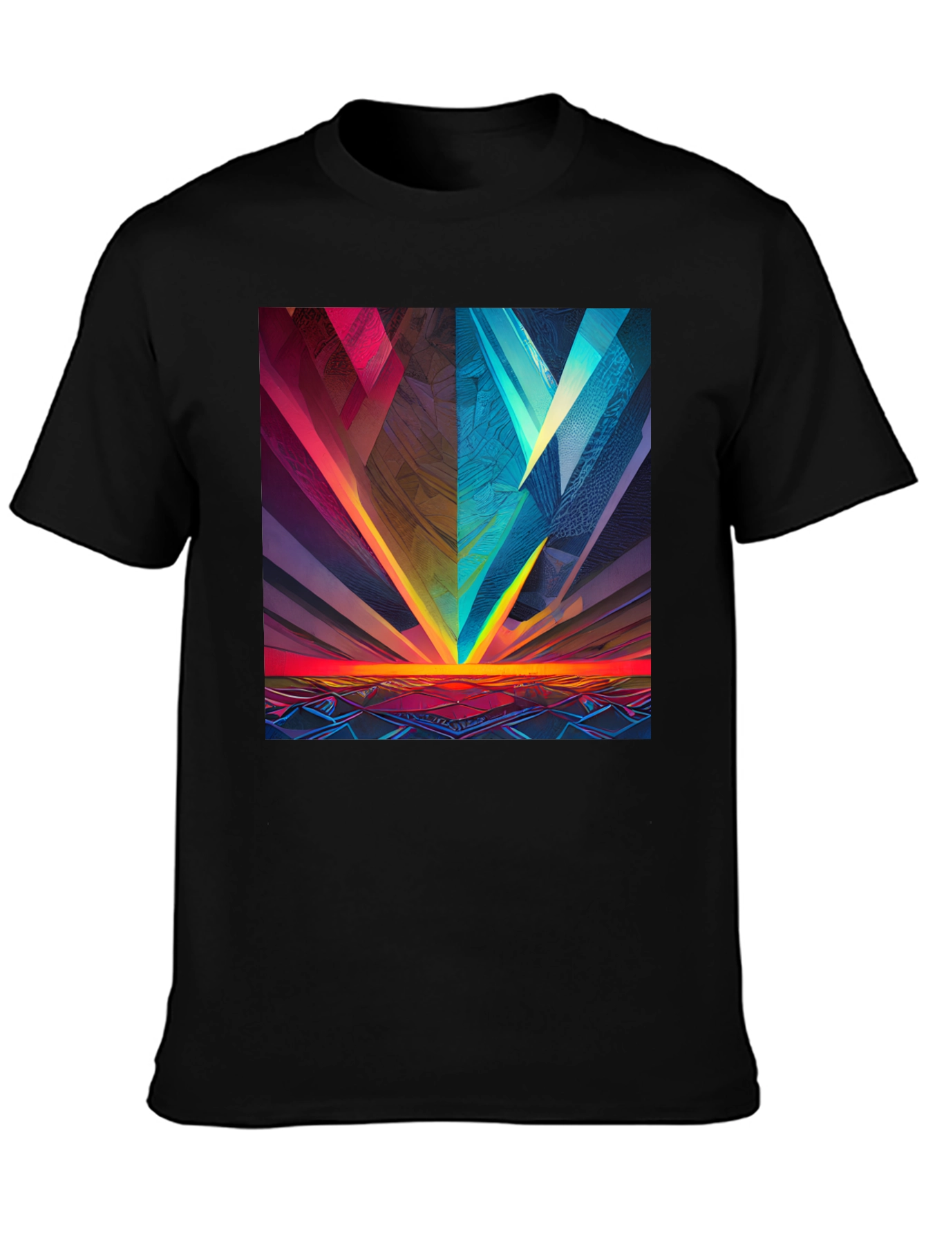 Abstract Geometric Graphic Print Black Tee