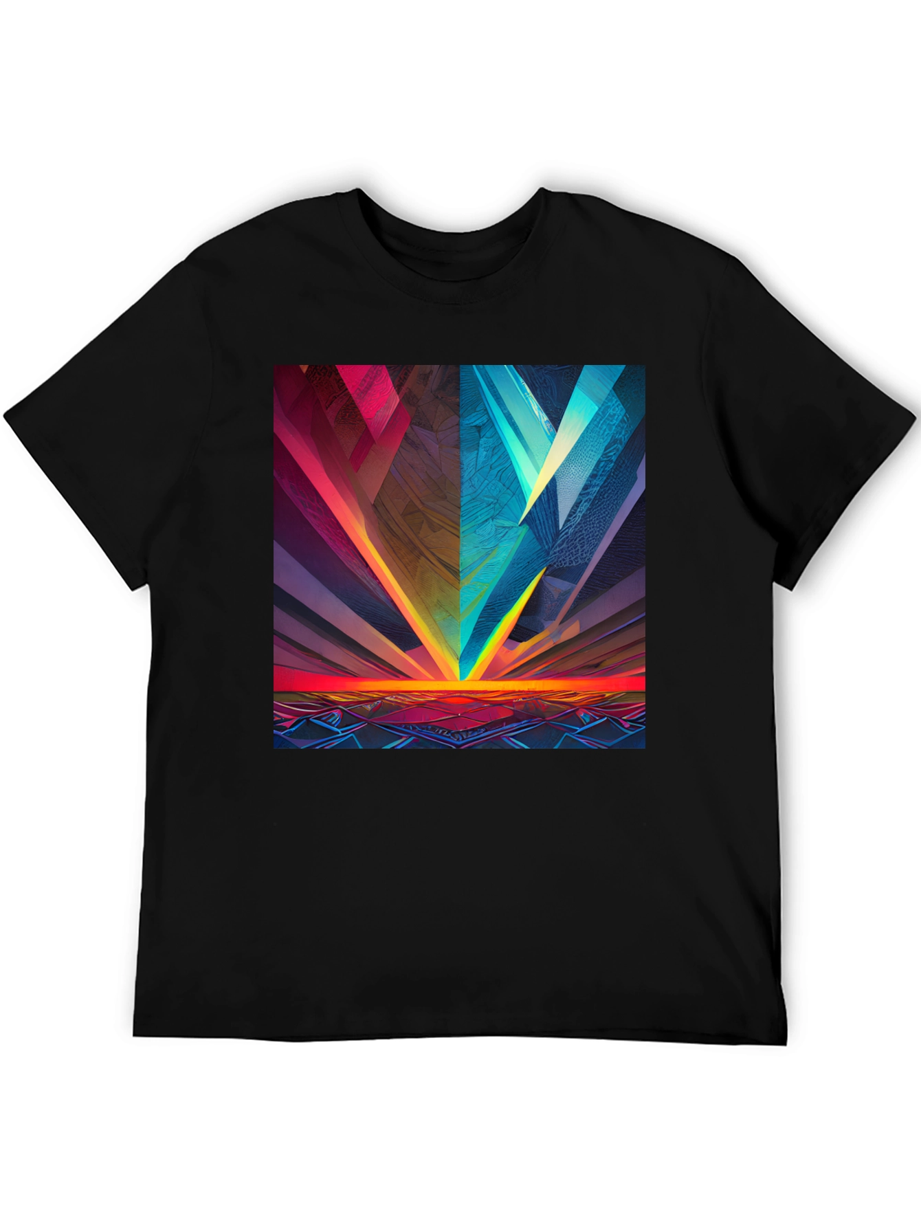 Abstract Geometric Graphic Print Black Tee