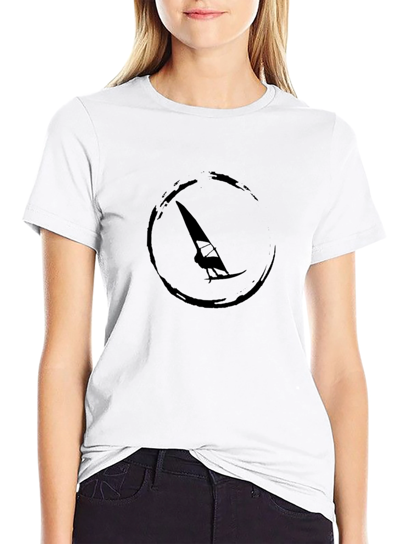 Windsurfing Graphic T-Shirt - Black Casual