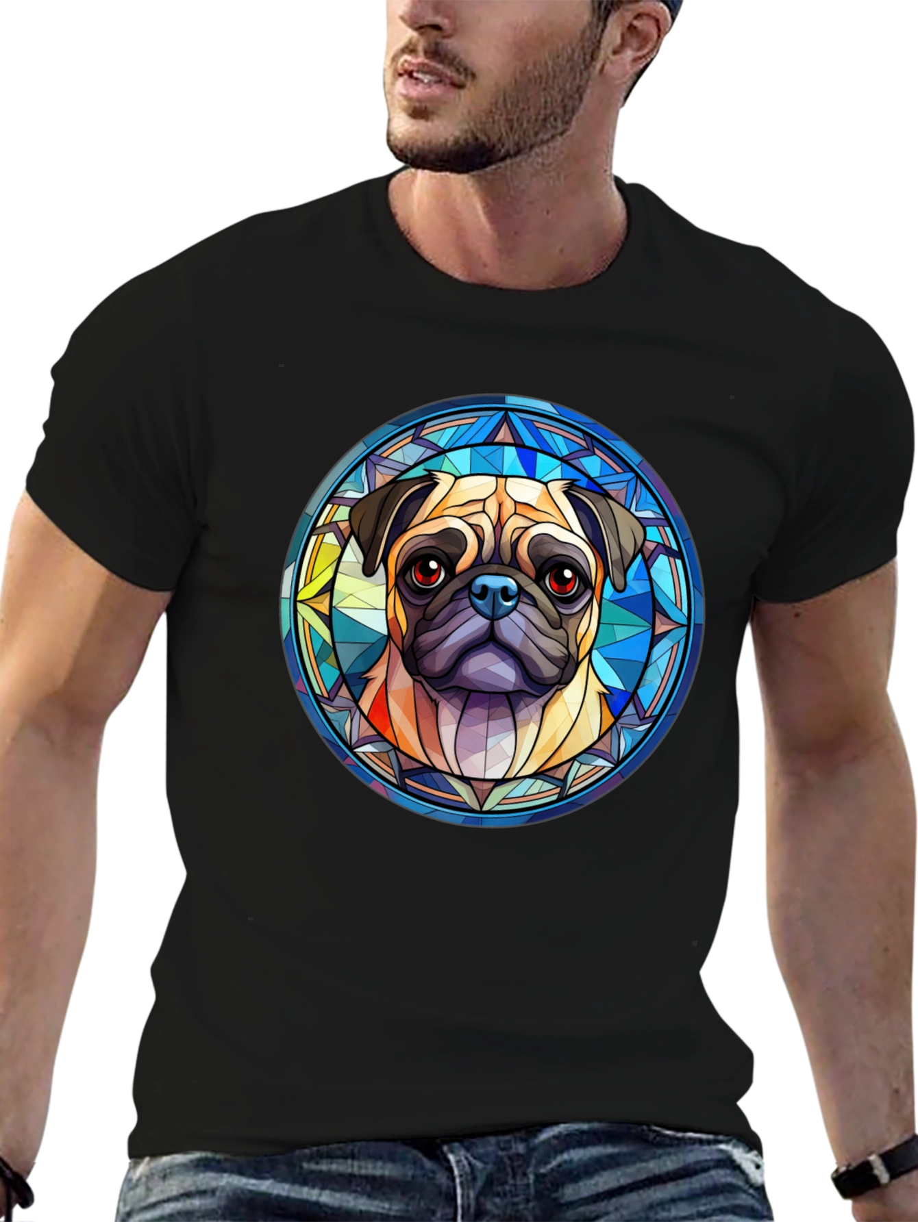 Pug Dog Graphic Black T-Shirt