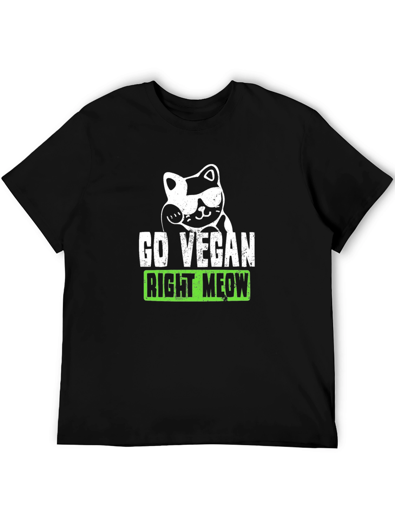 Go Vegan Right Meow Graphic Tee - Black