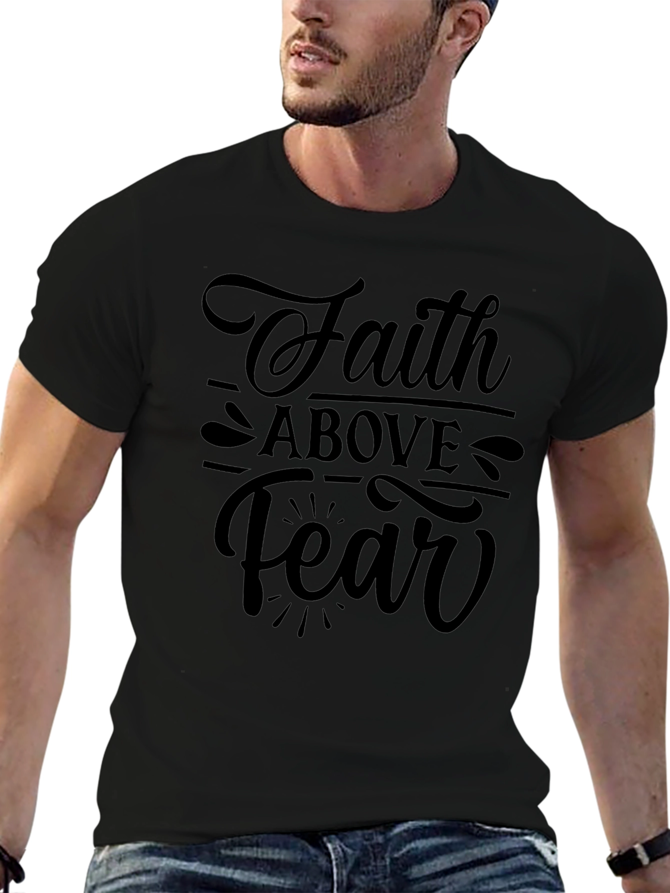 Faith Above Fear Graphic Tee - Black