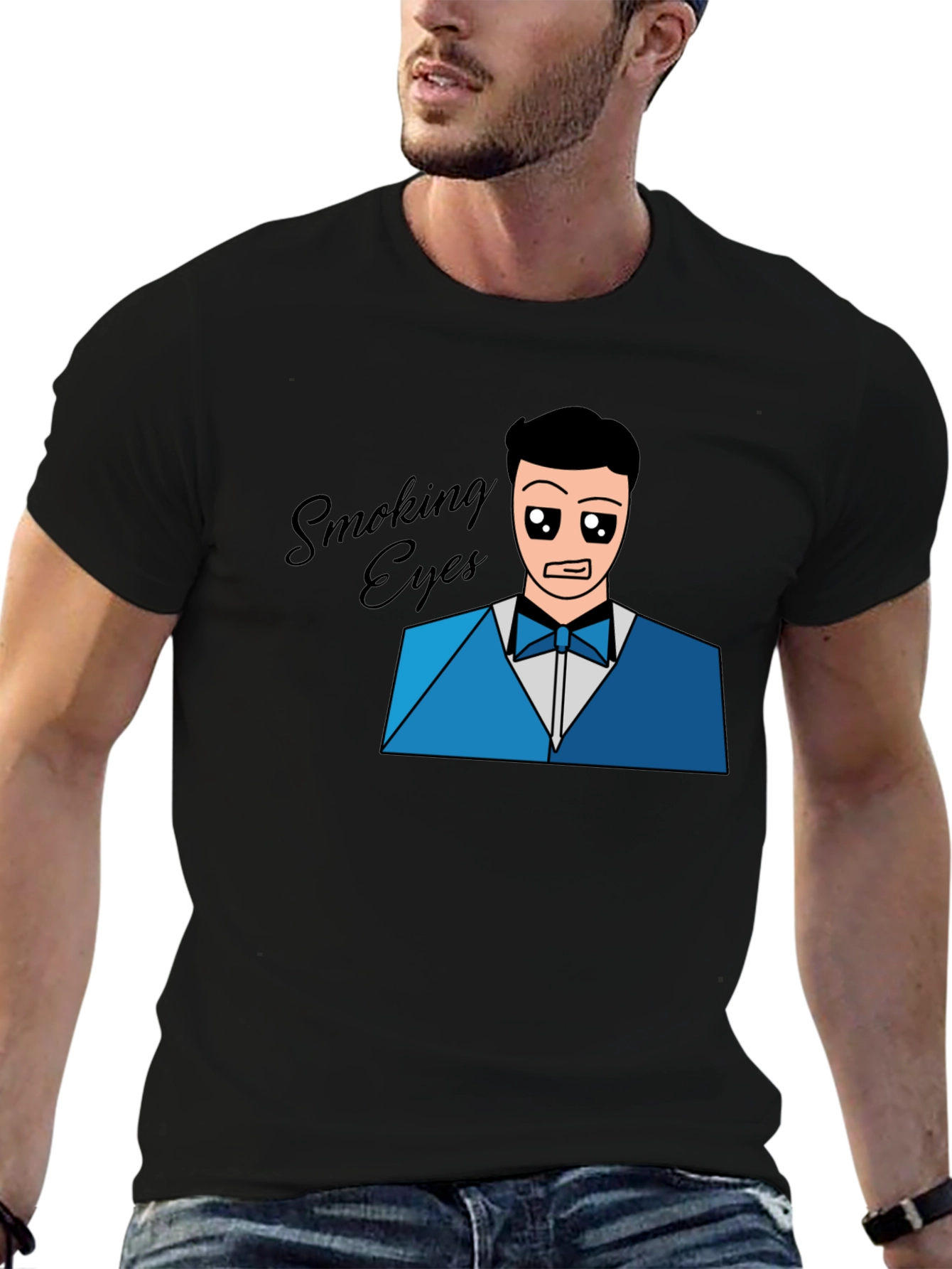 Smoking Eyes Graphic T-Shirt - Black Cotton Tee