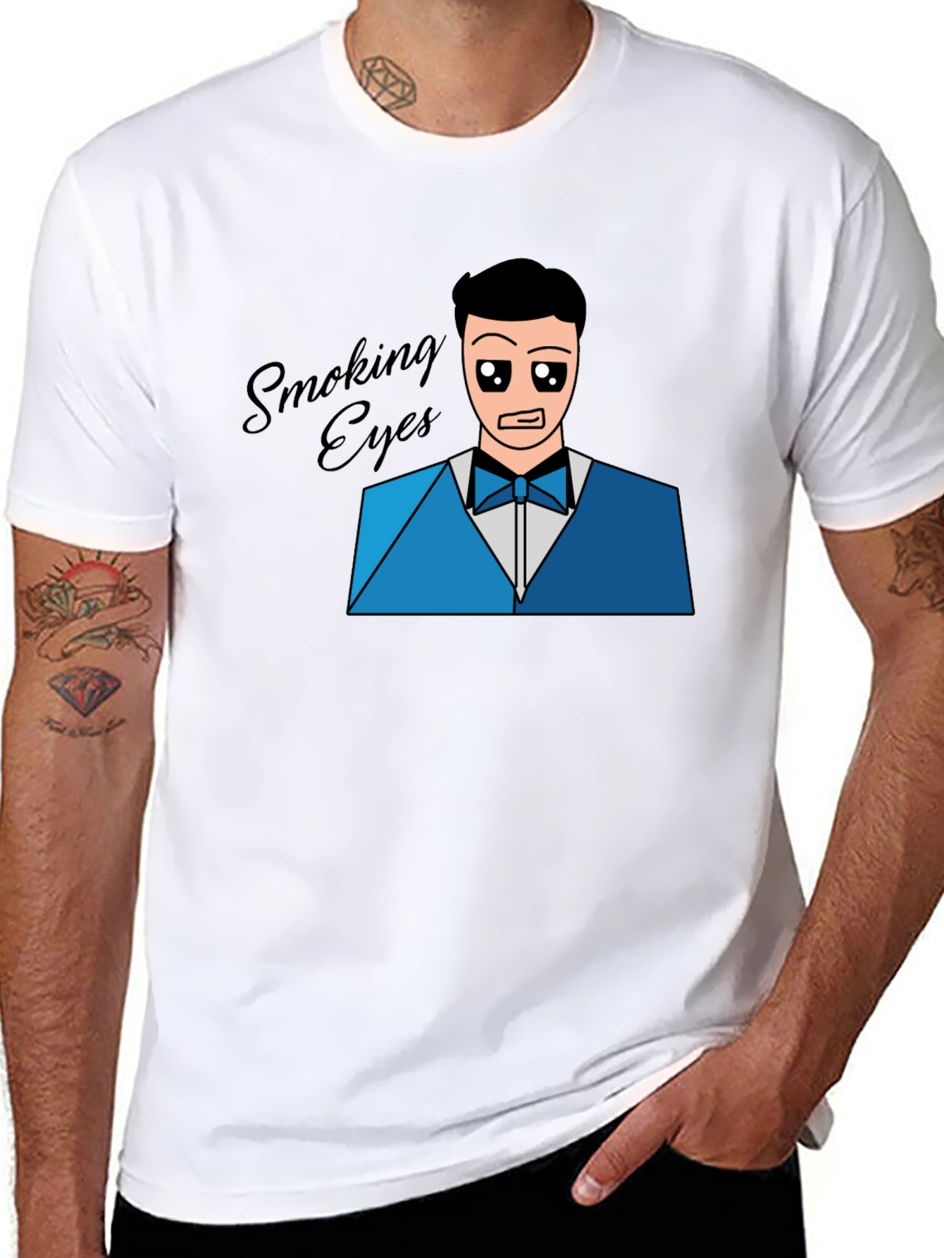 Smoking Eyes Graphic T-Shirt - Black Cotton Tee