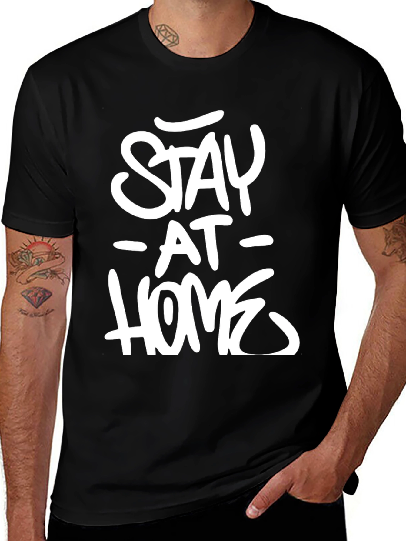 Stay At Home Graphic Tee - Black