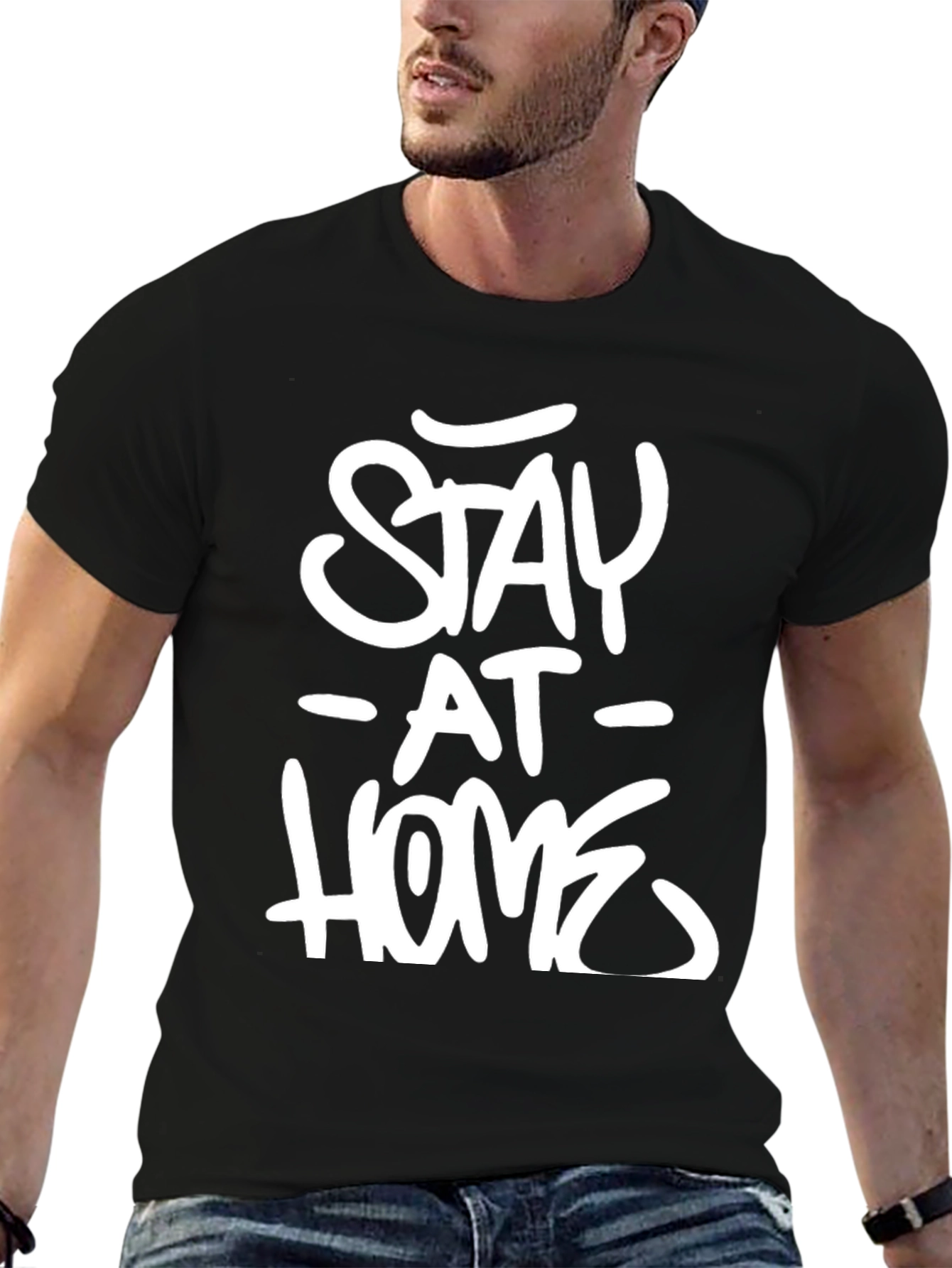 Stay At Home Graphic Tee - Black