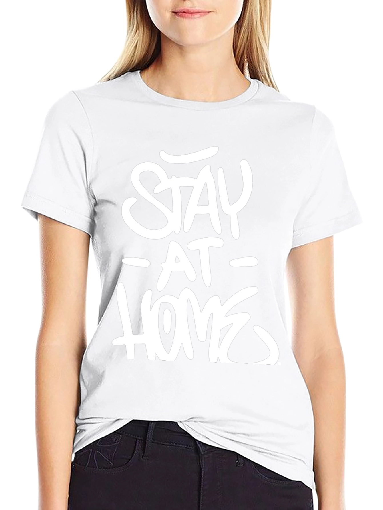 Stay At Home Graphic Tee - Black
