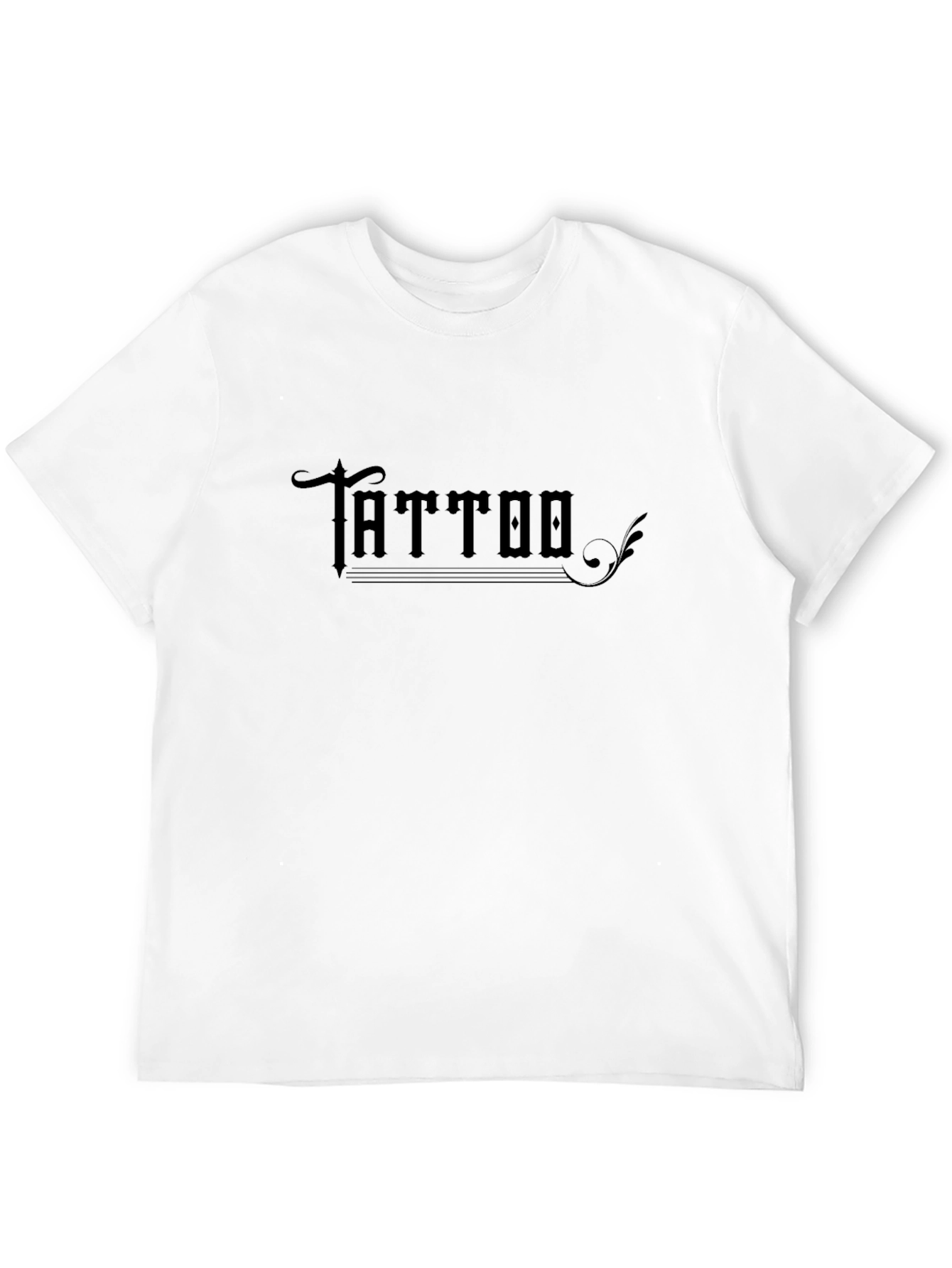 Black Tattoo Print Crew Neck T-Shirt