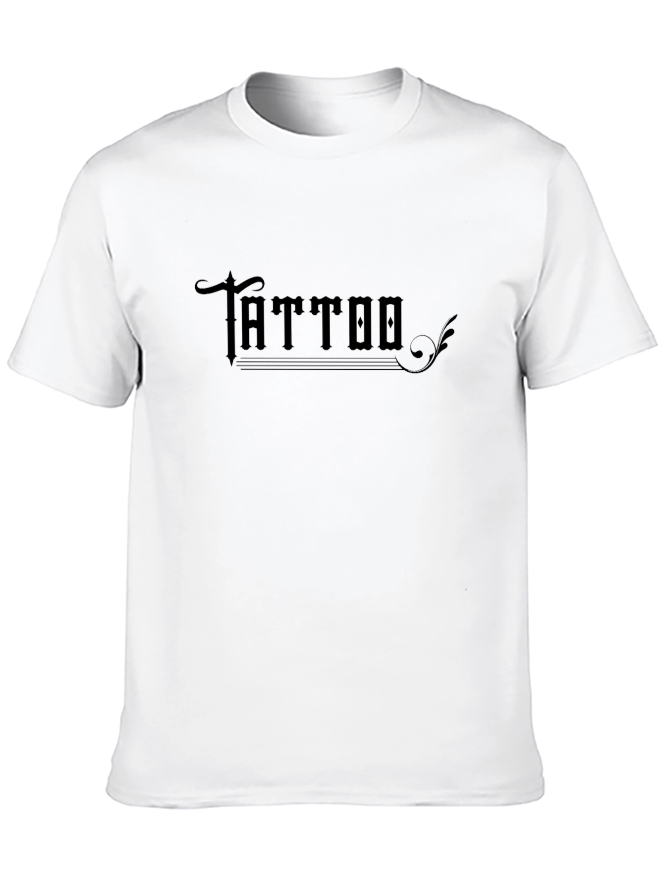 Black Tattoo Print Crew Neck T-Shirt