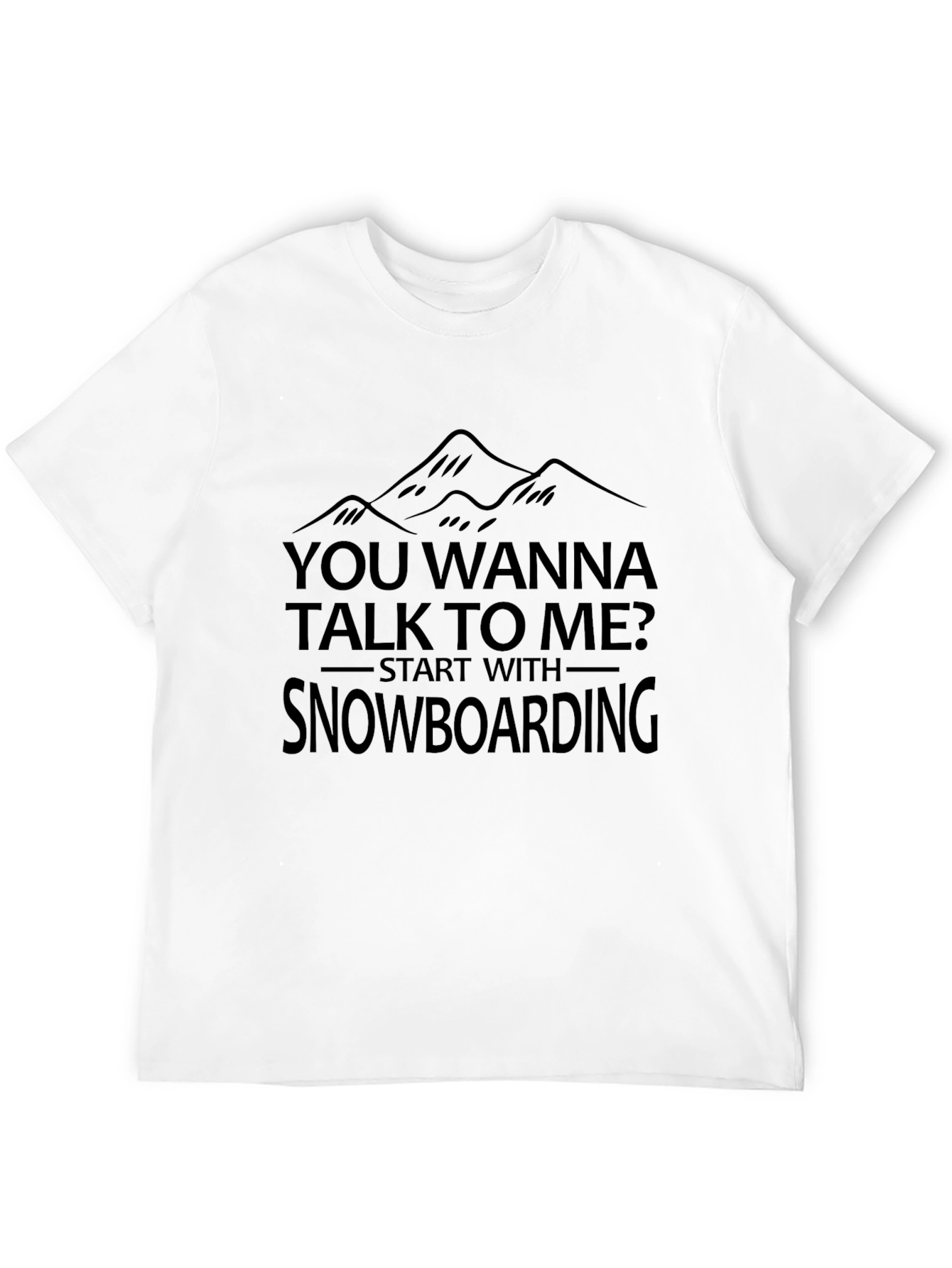 Snowboarding Mountain Graphic Black T-Shirt