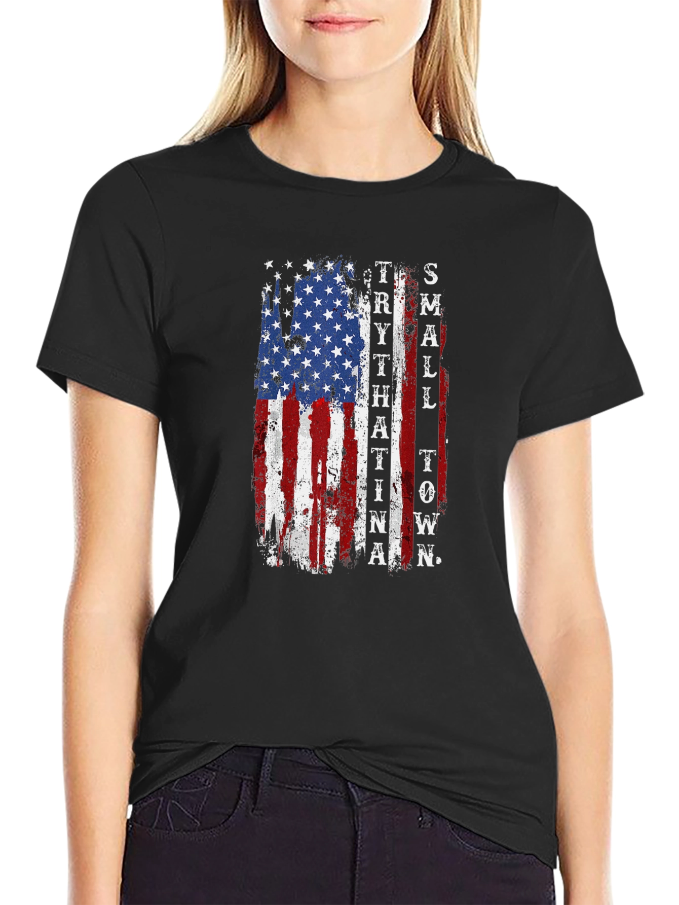 American Flag Small Town T-Shirt