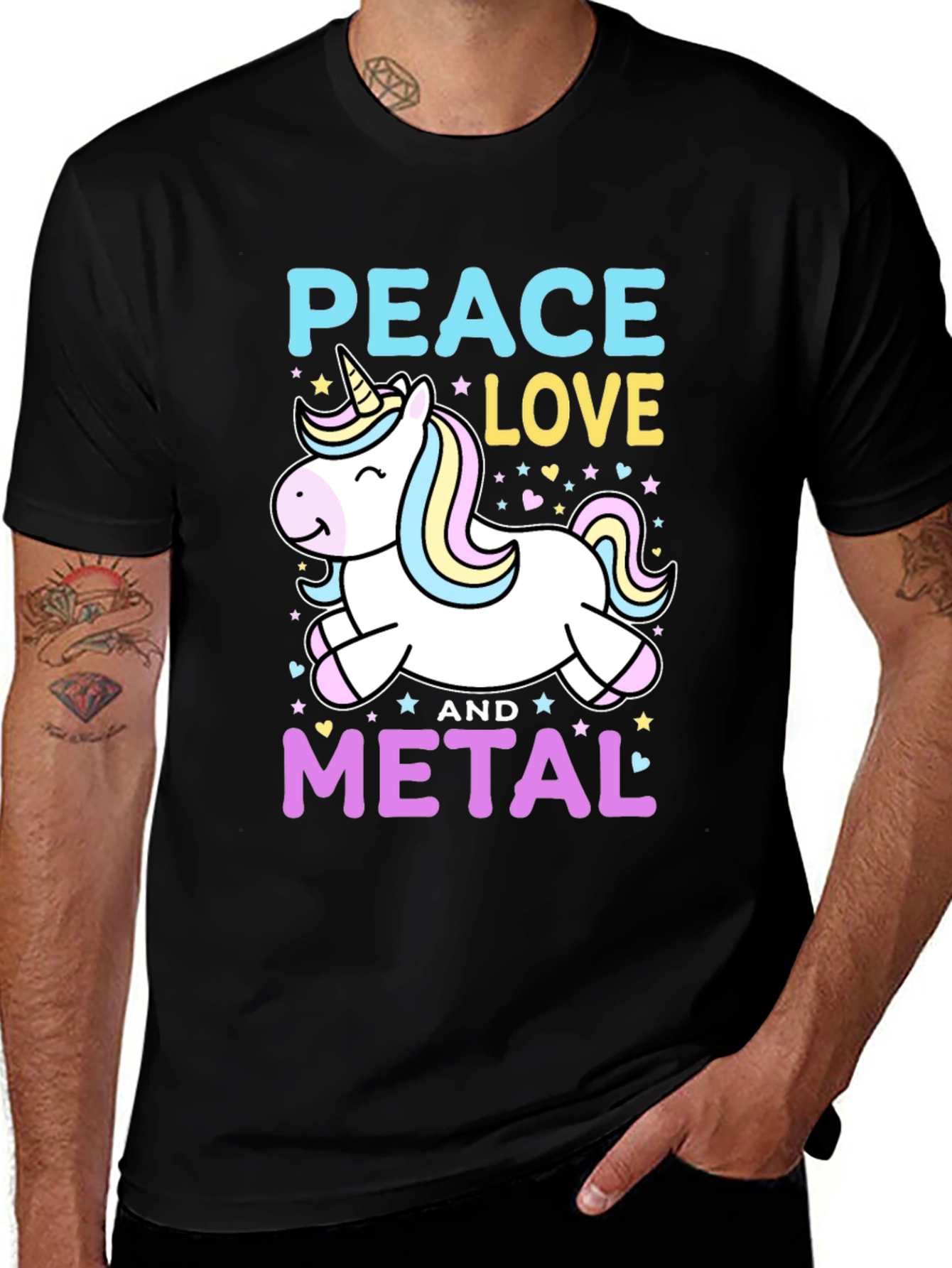 Peace Love and Metal Unicorn T-Shirt
