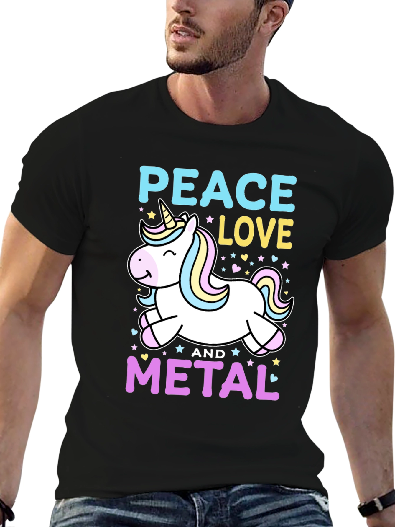 Peace Love and Metal Unicorn T-Shirt