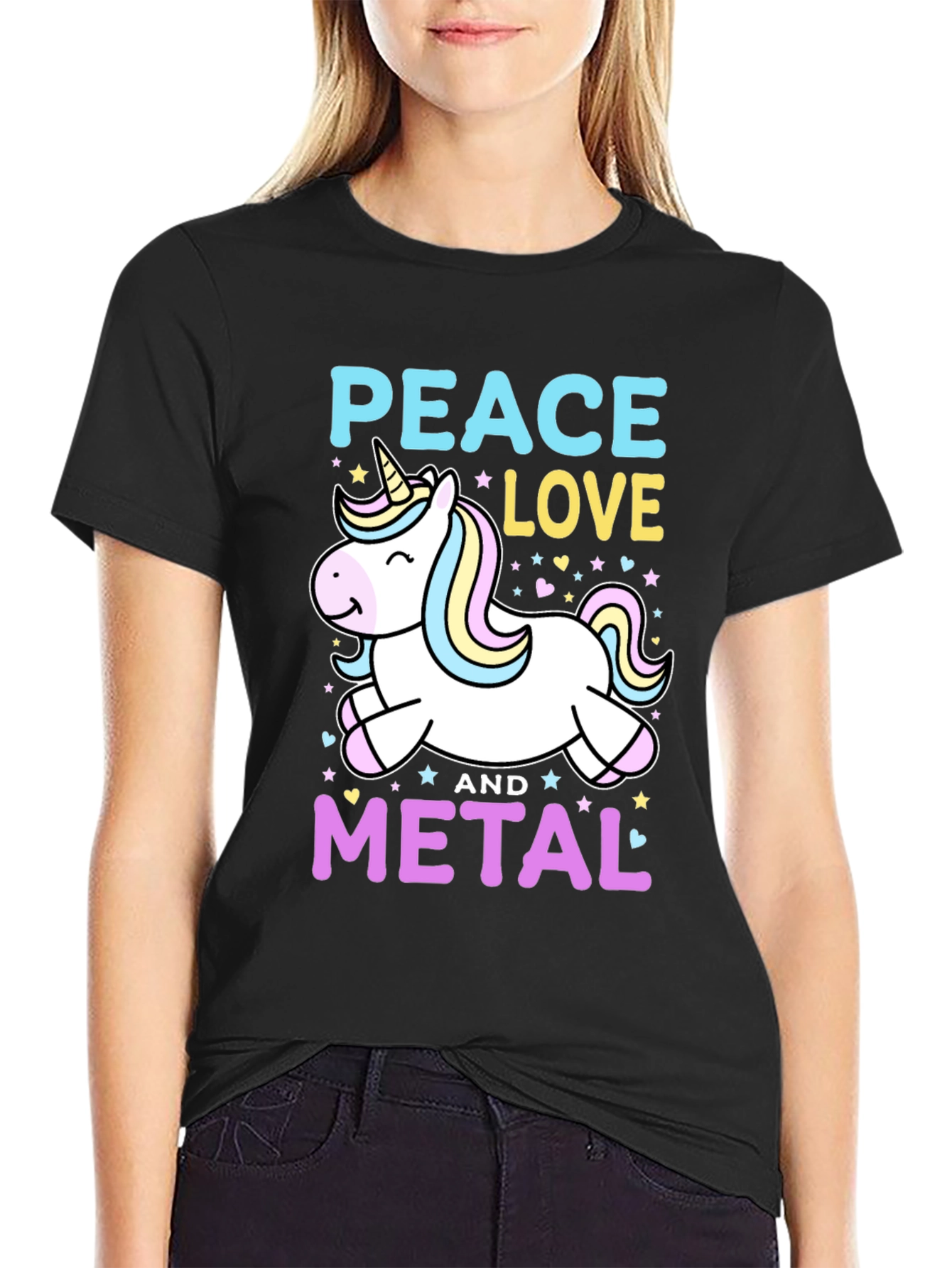 Peace Love and Metal Unicorn T-Shirt