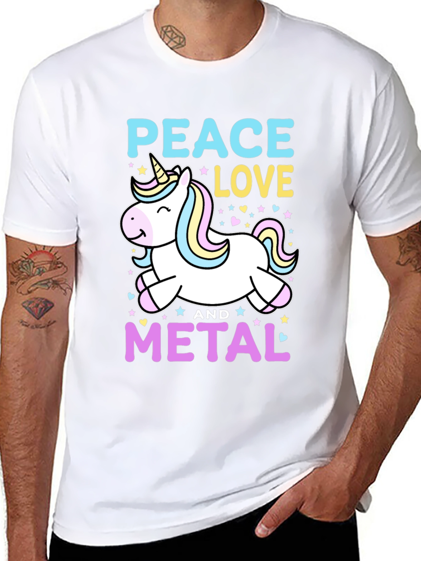 Peace Love and Metal Unicorn T-Shirt