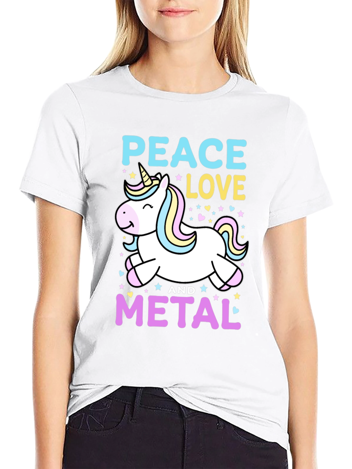 Peace Love and Metal Unicorn T-Shirt