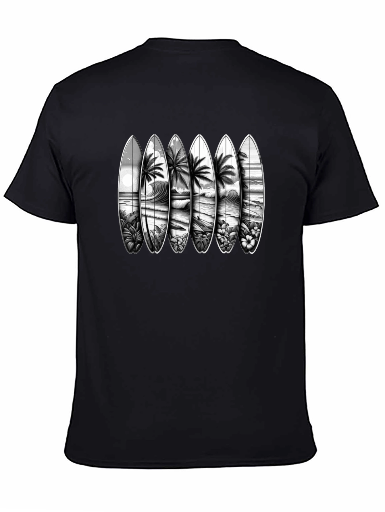 Surfboard Beach Scene Graphic T-Shirt