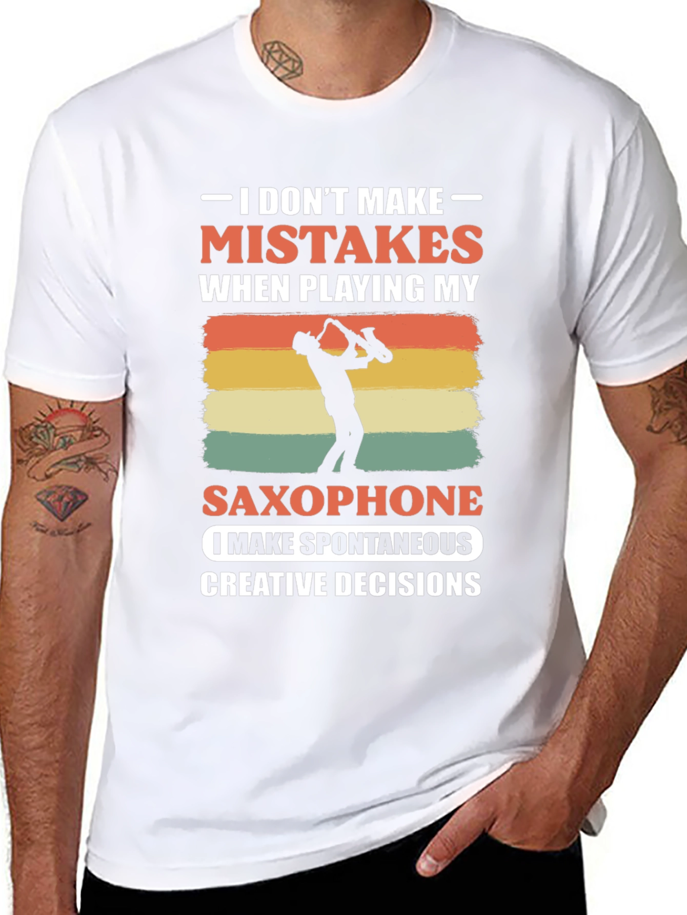 Saxophone Player T-Shirt: No Mistakes Just Decisions