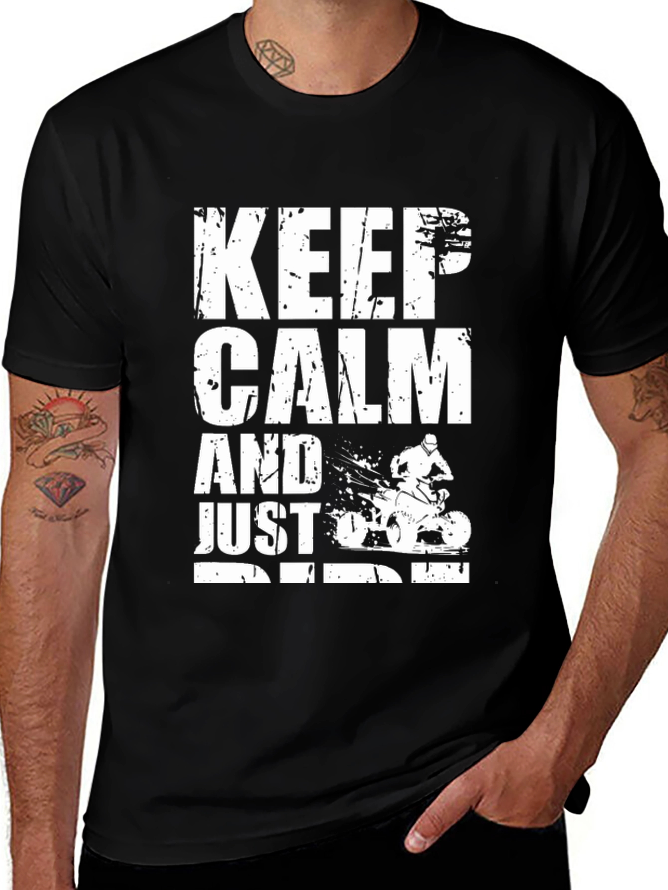 Keep Calm and Just Ride Black Graphic T-Shirt