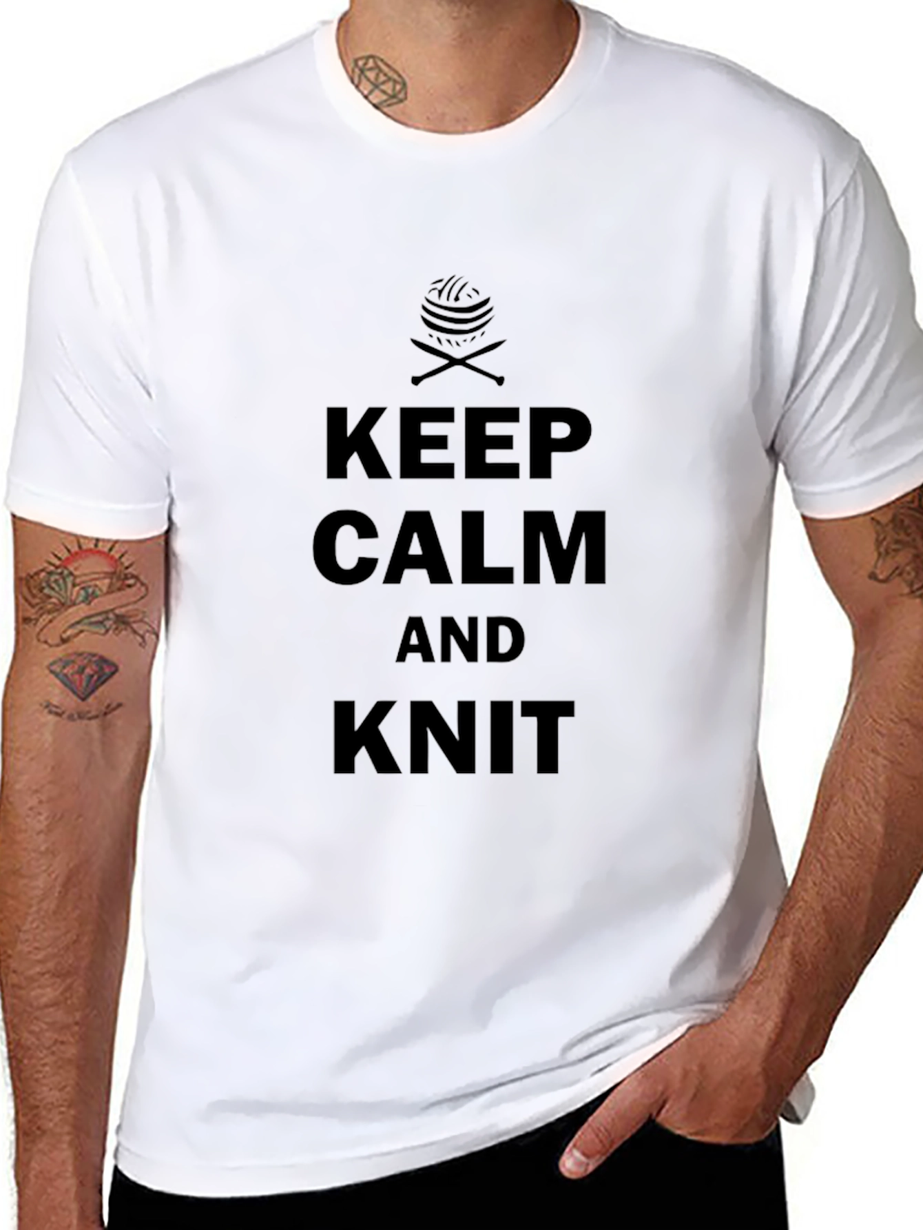 Keep Calm and Knit - Black T-Shirt