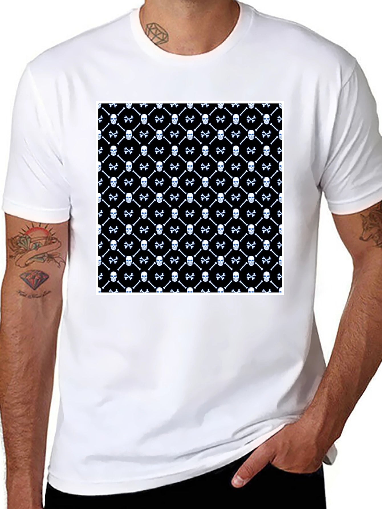 Skull & Crossbones Pattern Black T-Shirt