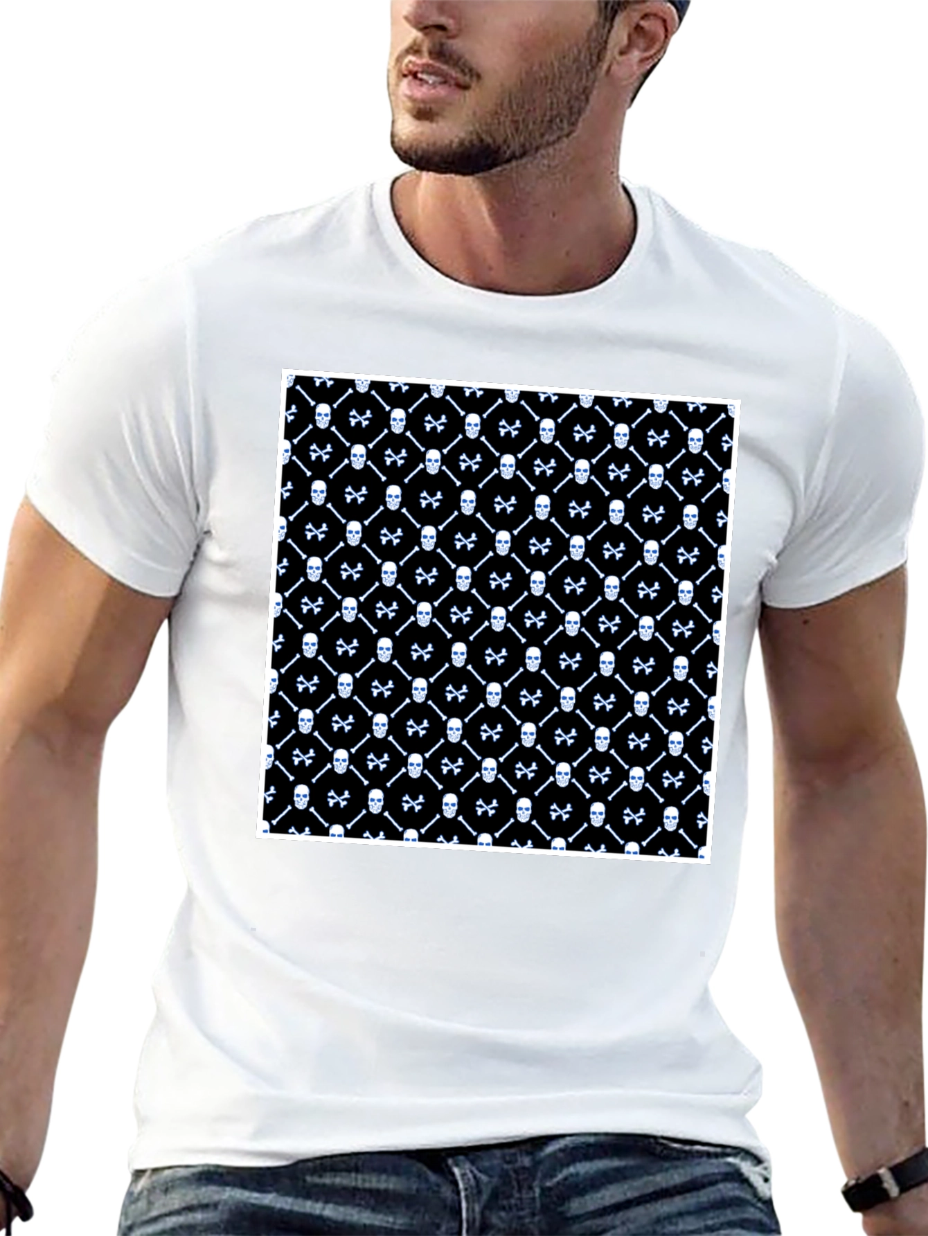 Skull & Crossbones Pattern Black T-Shirt