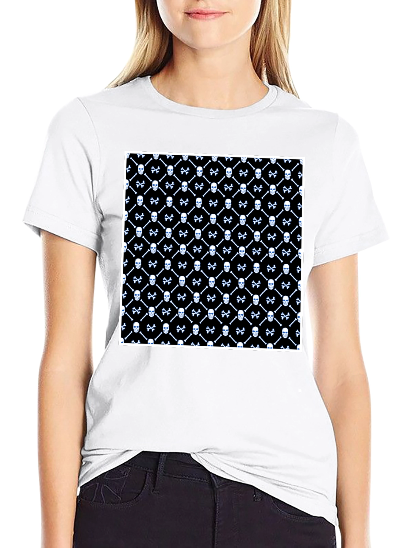 Skull & Crossbones Pattern Black T-Shirt