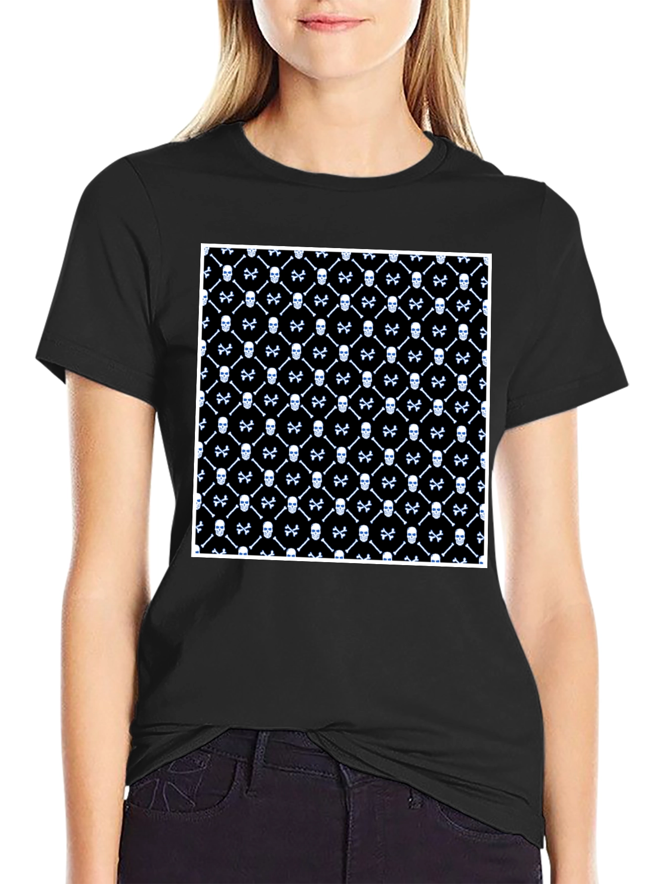 Skull & Crossbones Pattern Black T-Shirt