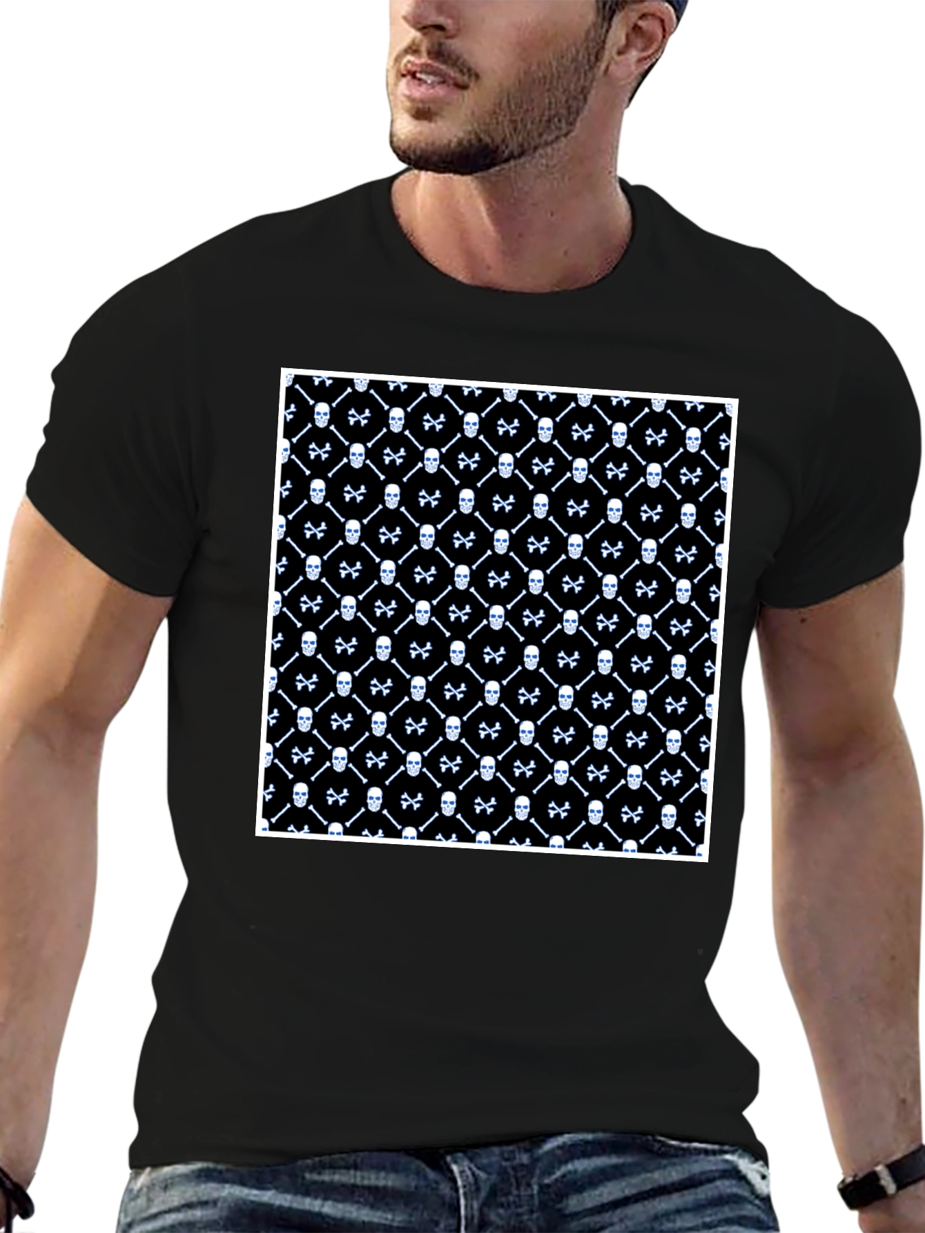 Skull & Crossbones Pattern Black T-Shirt
