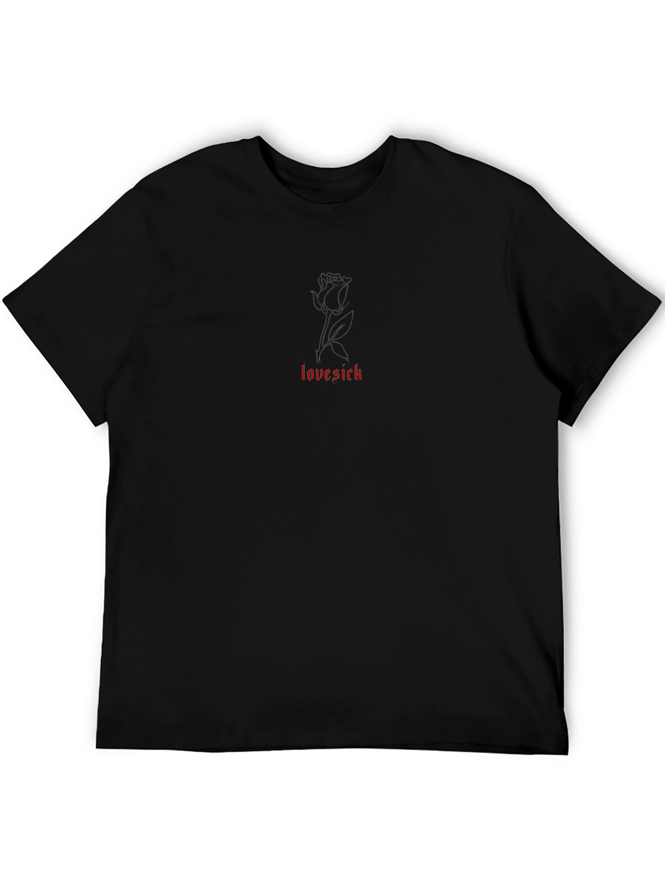 Love Sick Rose Graphic Tee - Black Casual T-Shirt