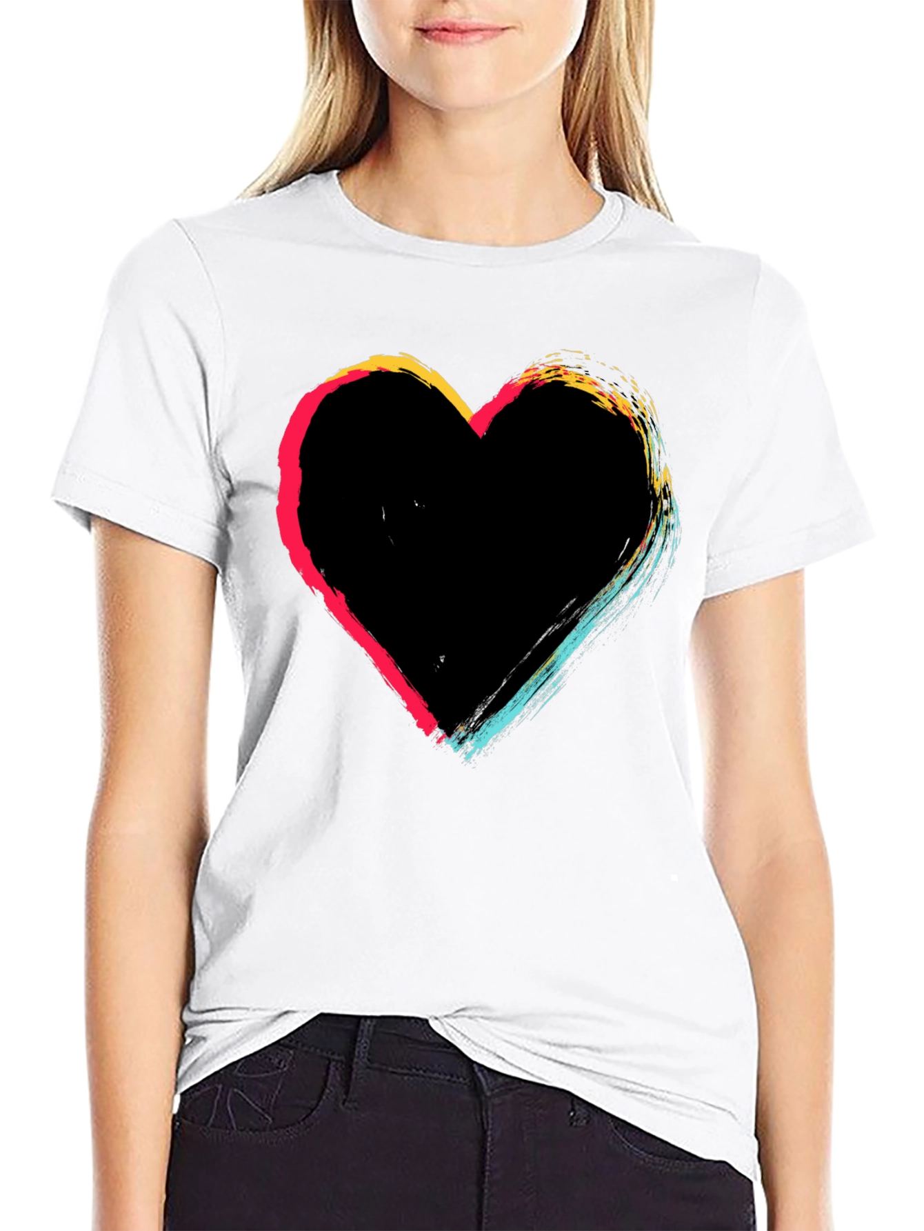 Heart Brushstroke Graphic T-Shirt