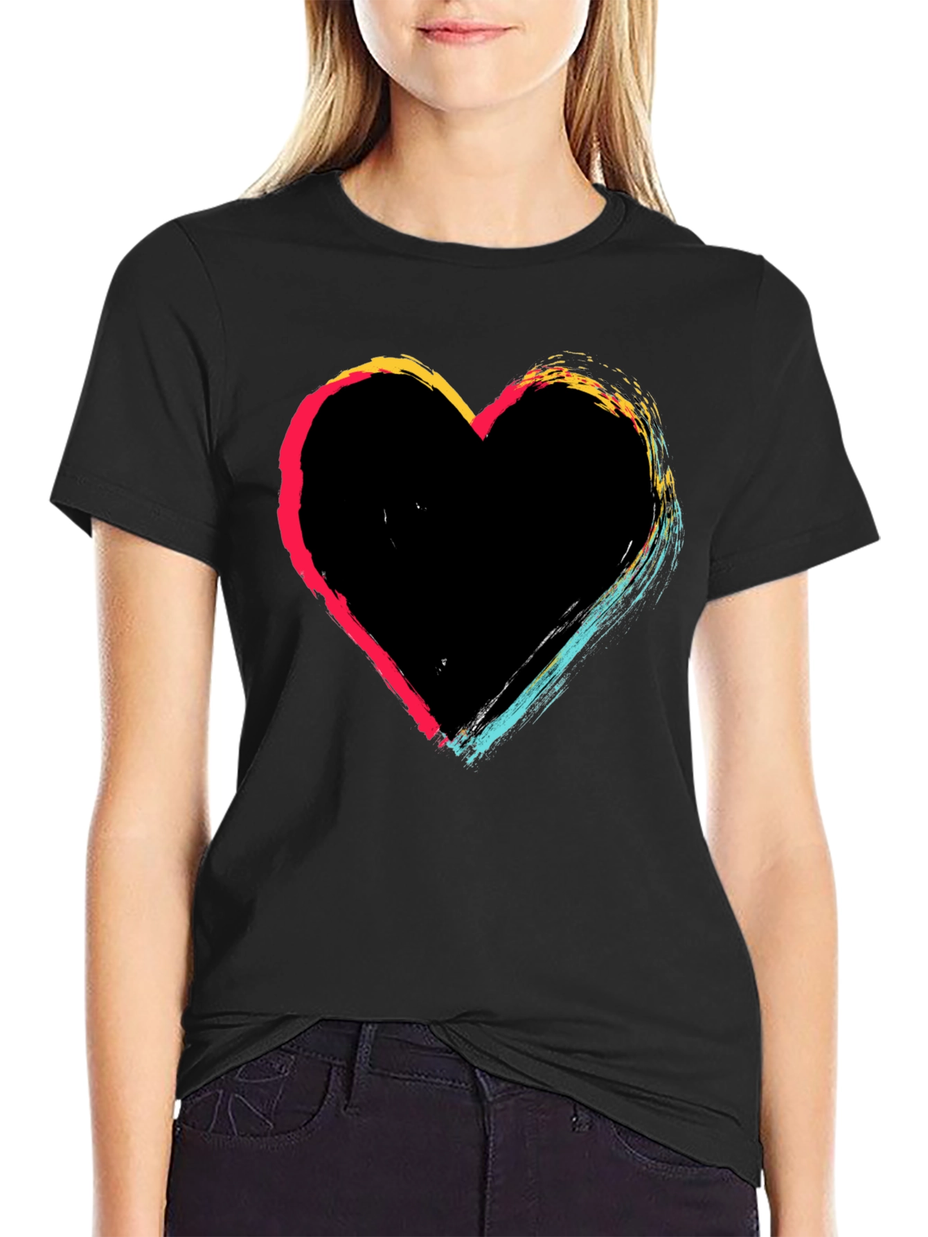 Heart Brushstroke Graphic T-Shirt