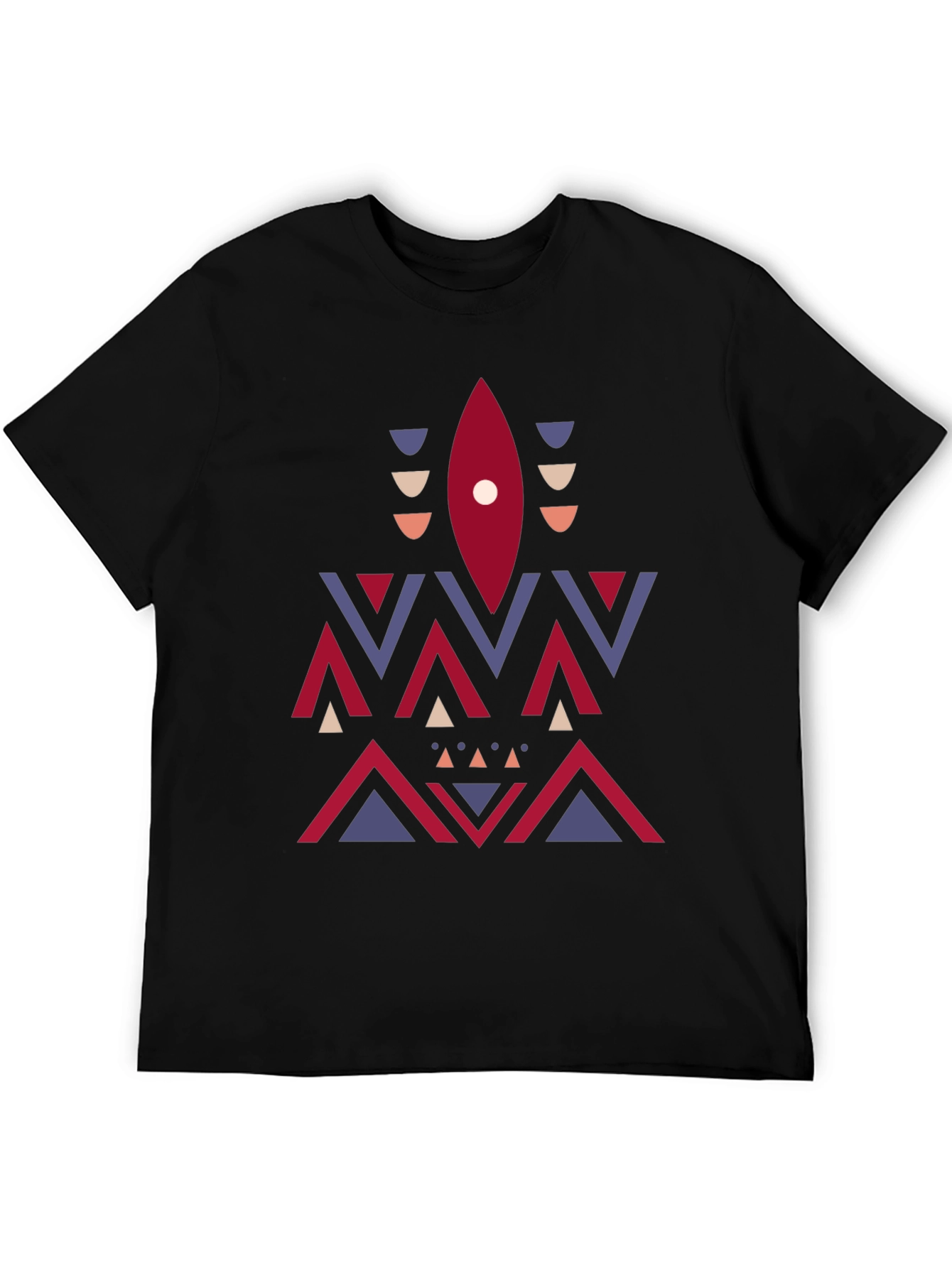 Geometric Aztec Print Tee - Stylish Mens Black T-Shirt