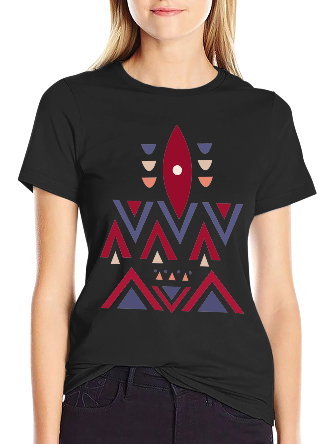 Geometric Aztec Print Tee - Stylish Mens Black T-Shirt