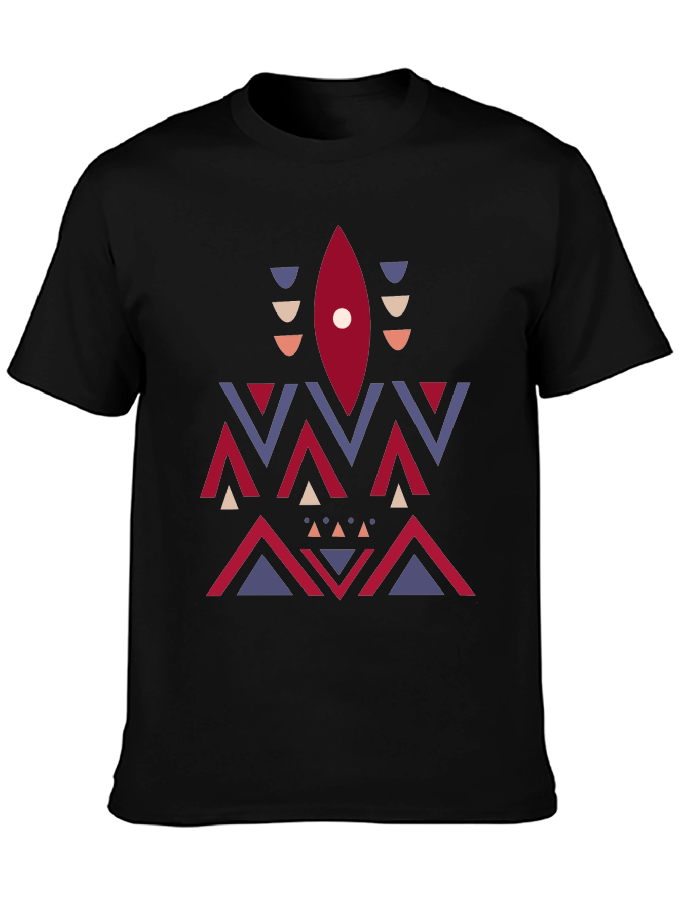 Geometric Aztec Print Tee - Stylish Mens Black T-Shirt