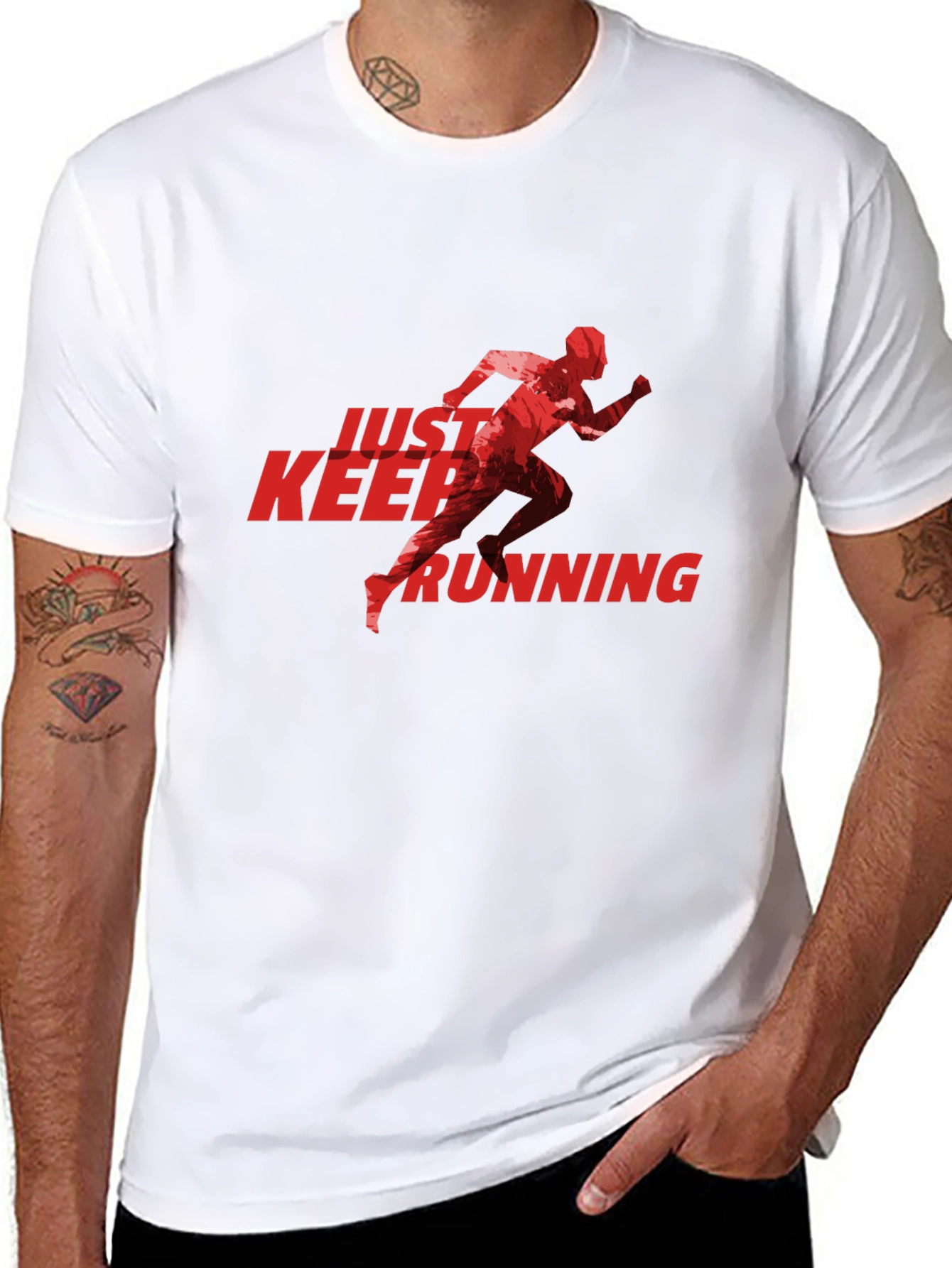 Just Keep Running Graphic Tee - Black