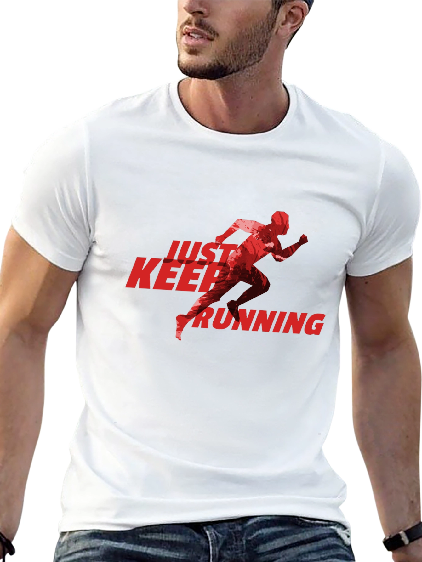 Just Keep Running Graphic Tee - Black