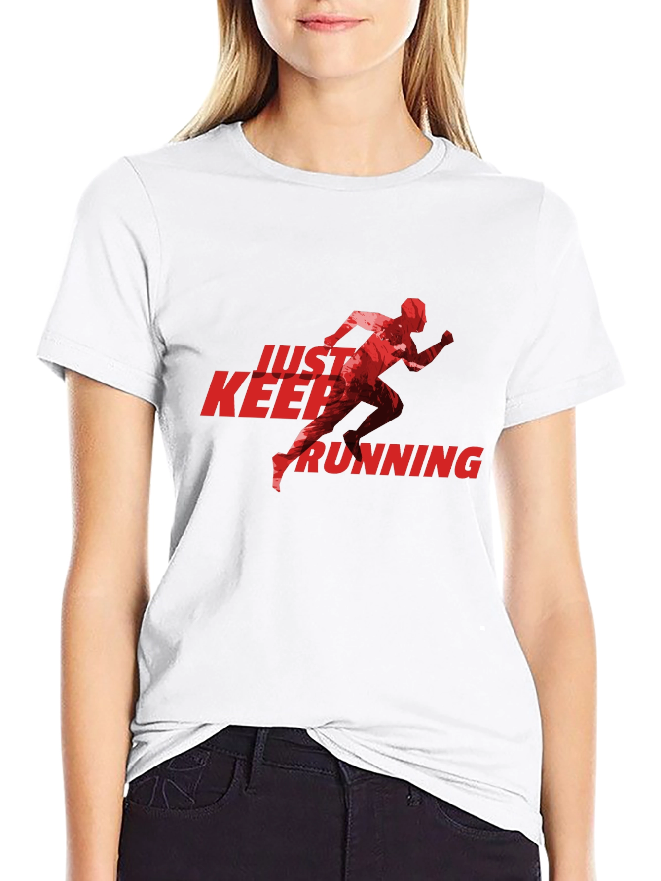 Just Keep Running Graphic Tee - Black