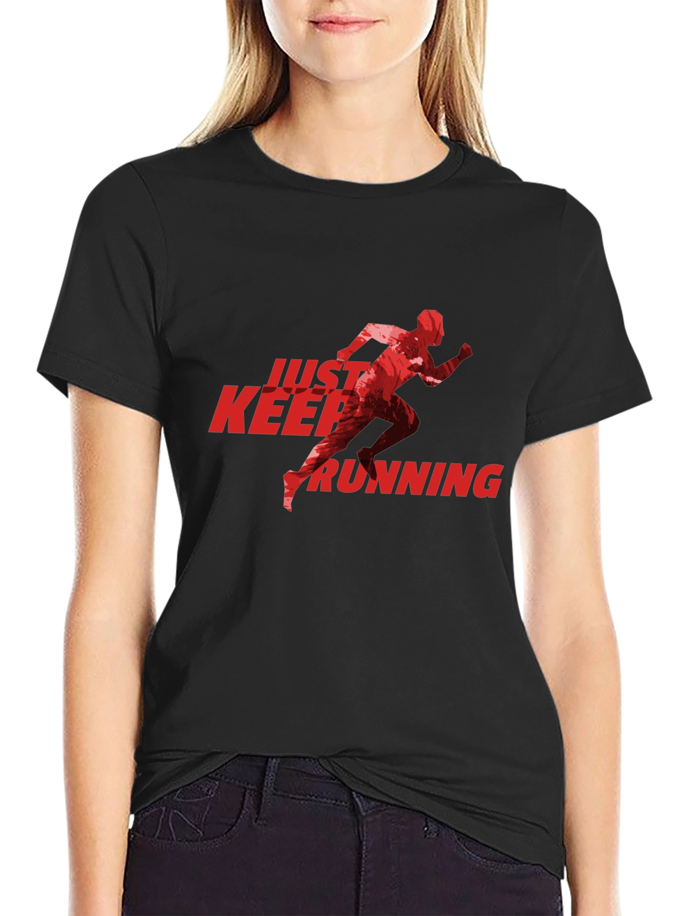 Just Keep Running Graphic Tee - Black