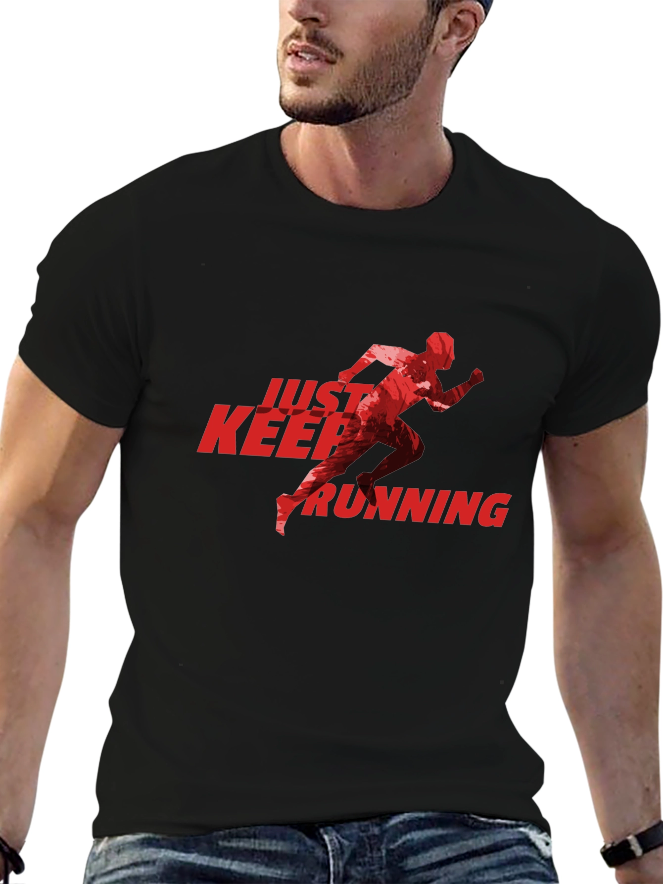Just Keep Running Graphic Tee - Black