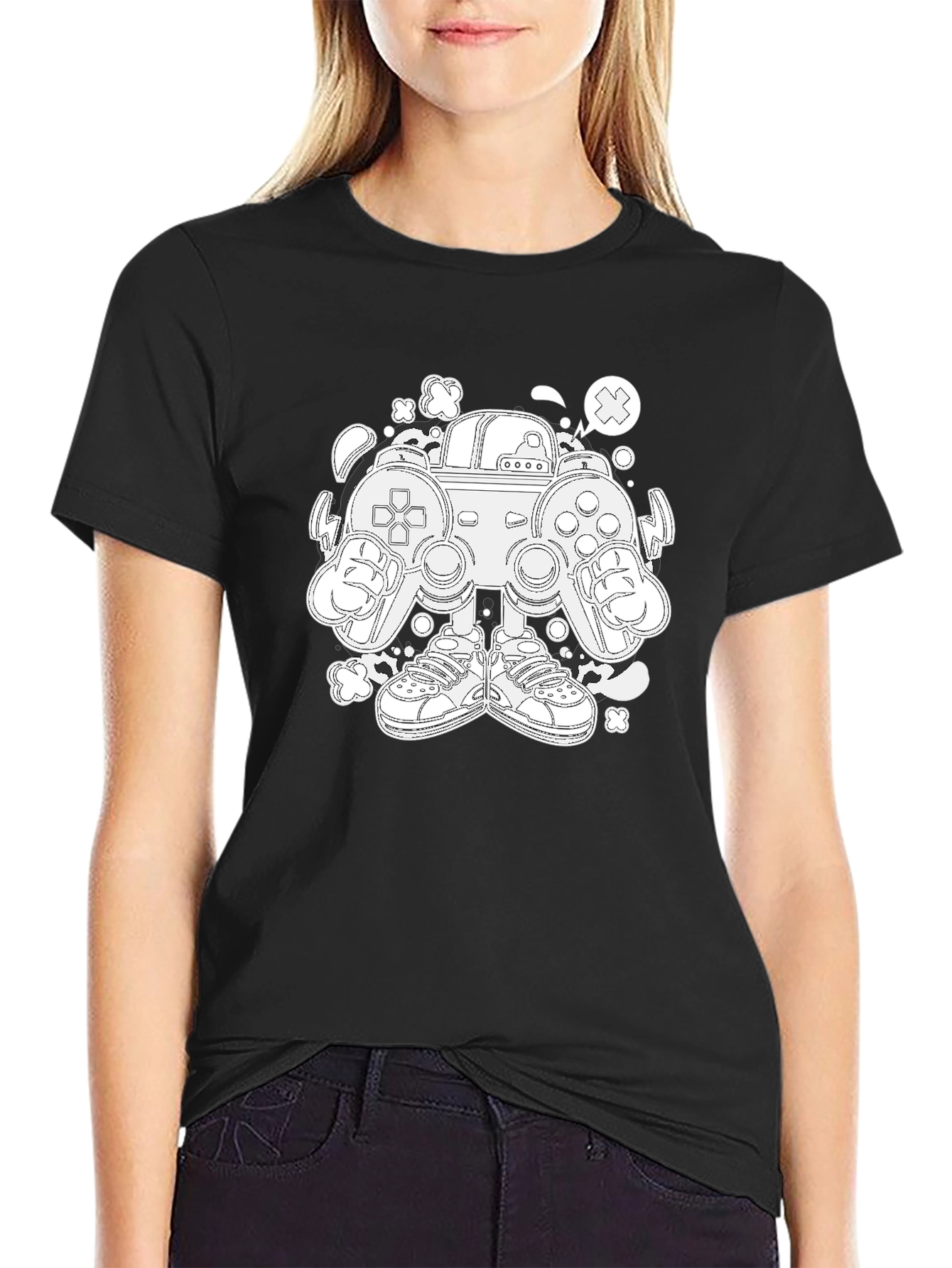 Cool Graphic Tee - Gamer Console Cartoon Print