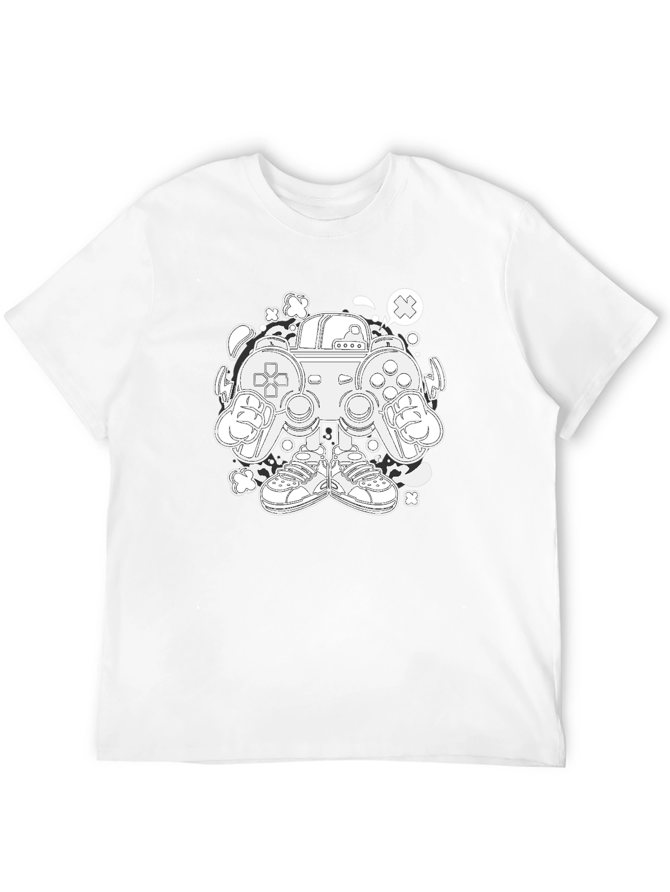 Cool Graphic Tee - Gamer Console Cartoon Print