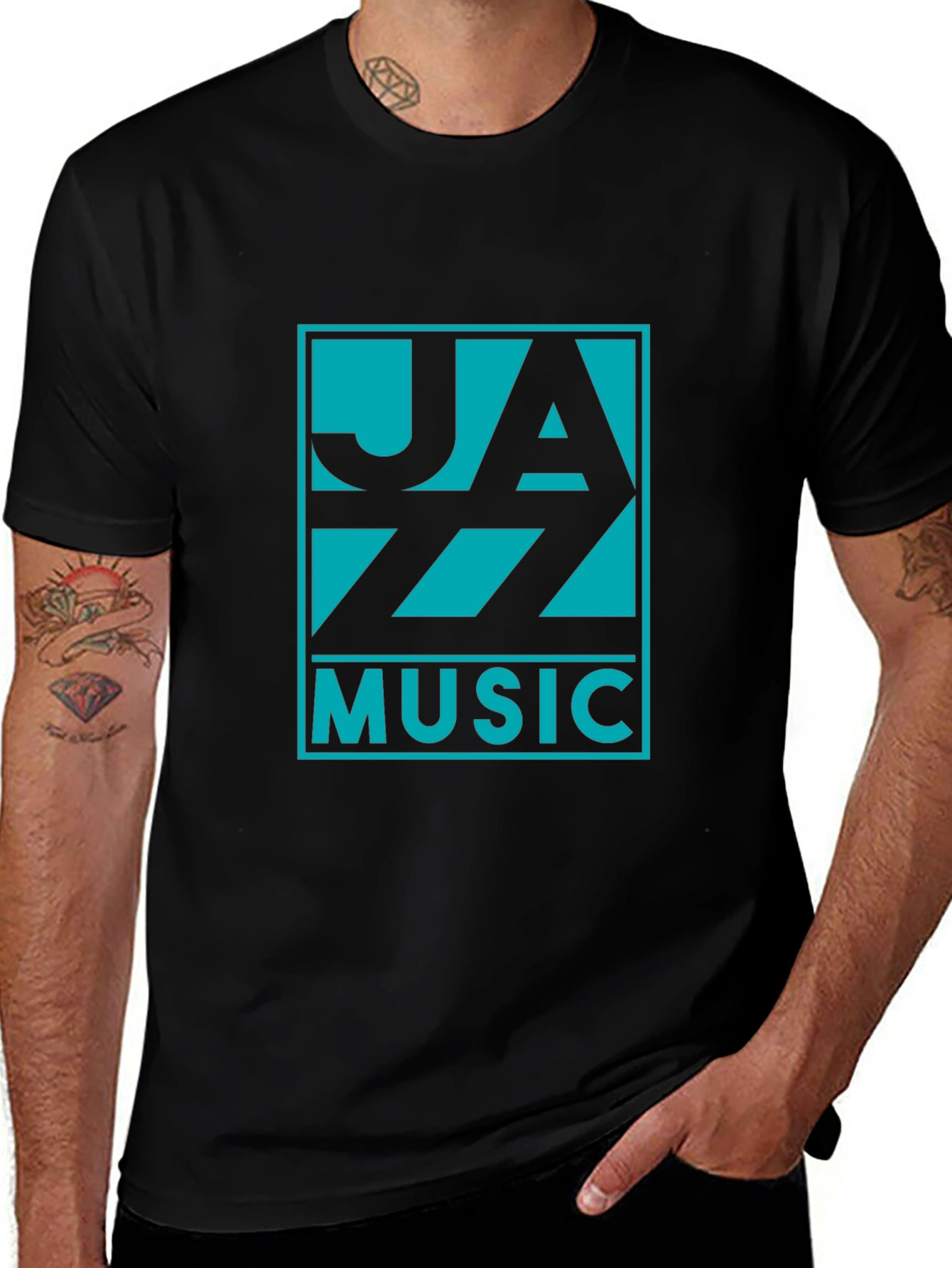 Jazz Music Graphic Tee - Black Cotton T-Shirt