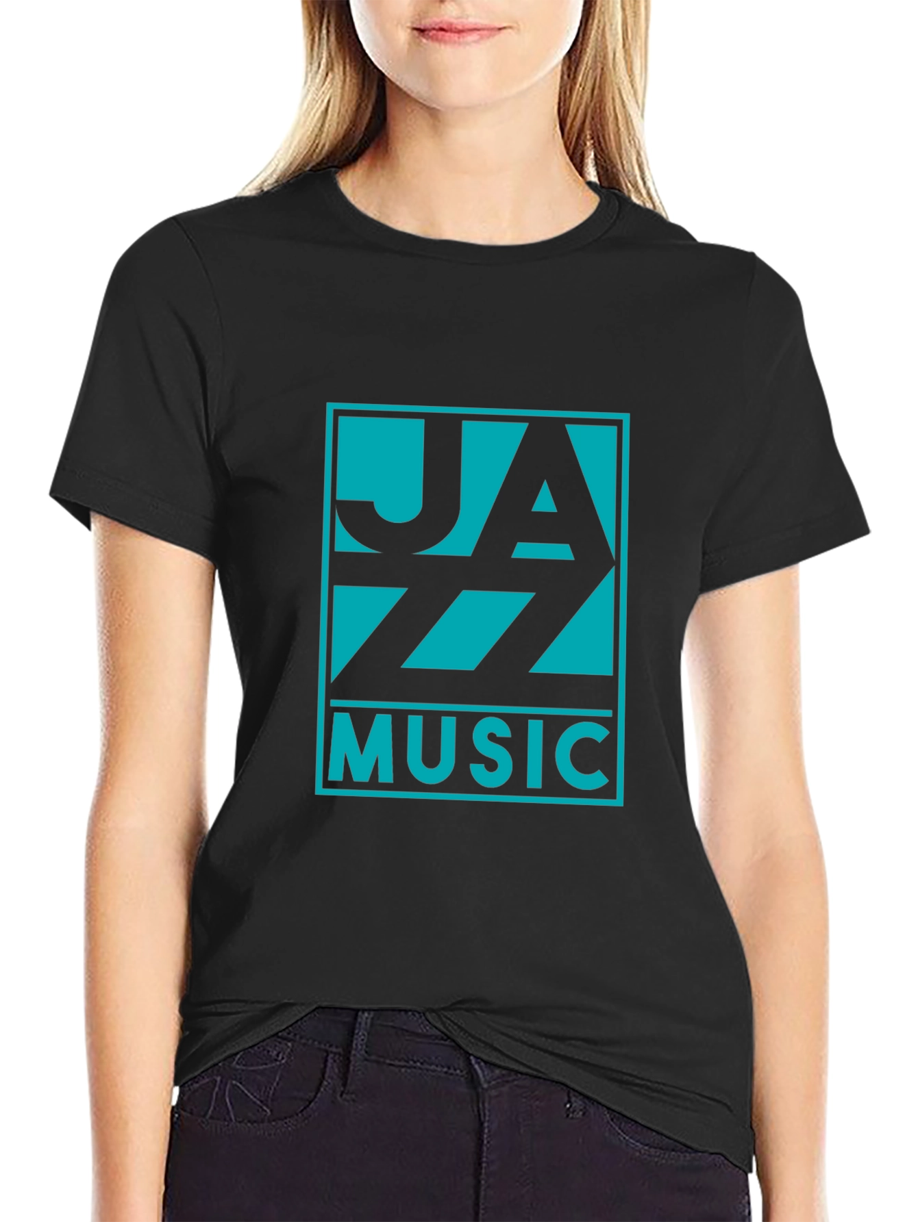 Jazz Music Graphic Tee - Black Cotton T-Shirt
