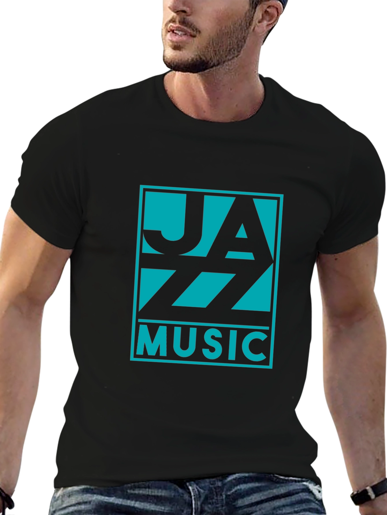 Jazz Music Graphic Tee - Black Cotton T-Shirt