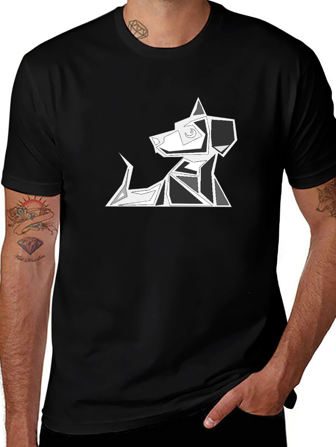 Abstract Dog Graphic Tee - Modern Geometric Design