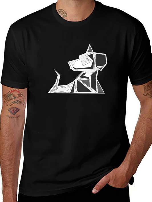 Abstract Dog Graphic Tee - Modern Geometric Design