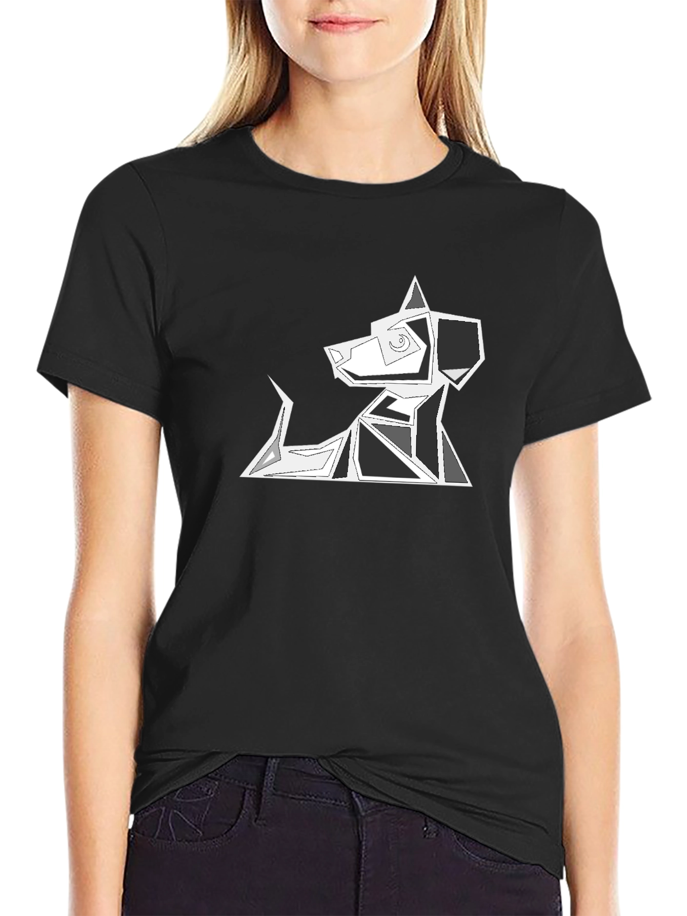 Abstract Dog Graphic Tee - Modern Geometric Design