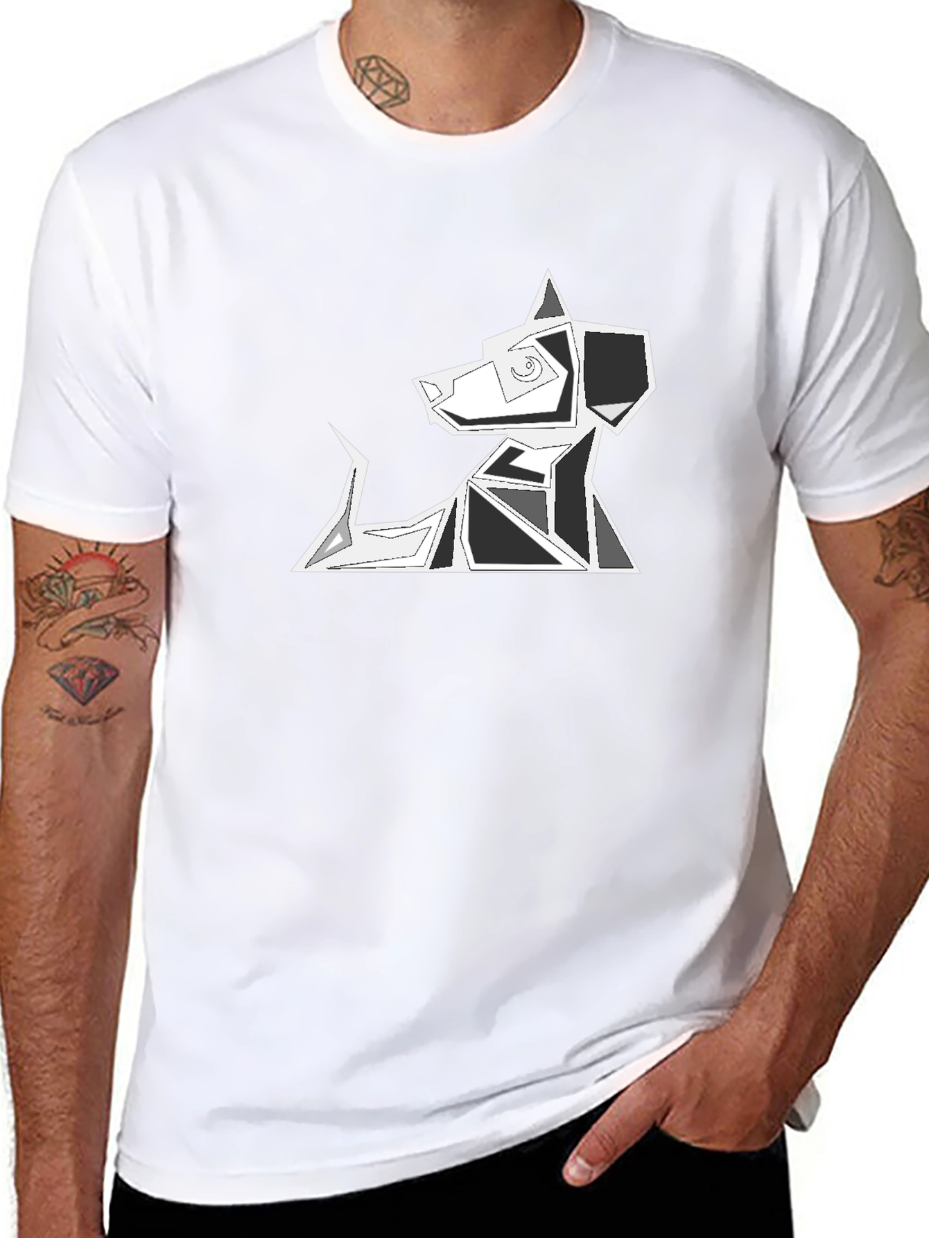Abstract Dog Graphic Tee - Modern Geometric Design